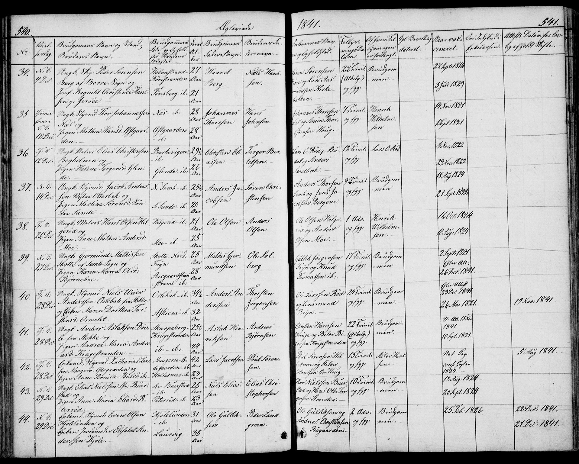 Nøtterøy kirkebøker, SAKO/A-354/F/Fa/L0005: Parish register (official) no. I 5, 1839-1852, p. 540-541