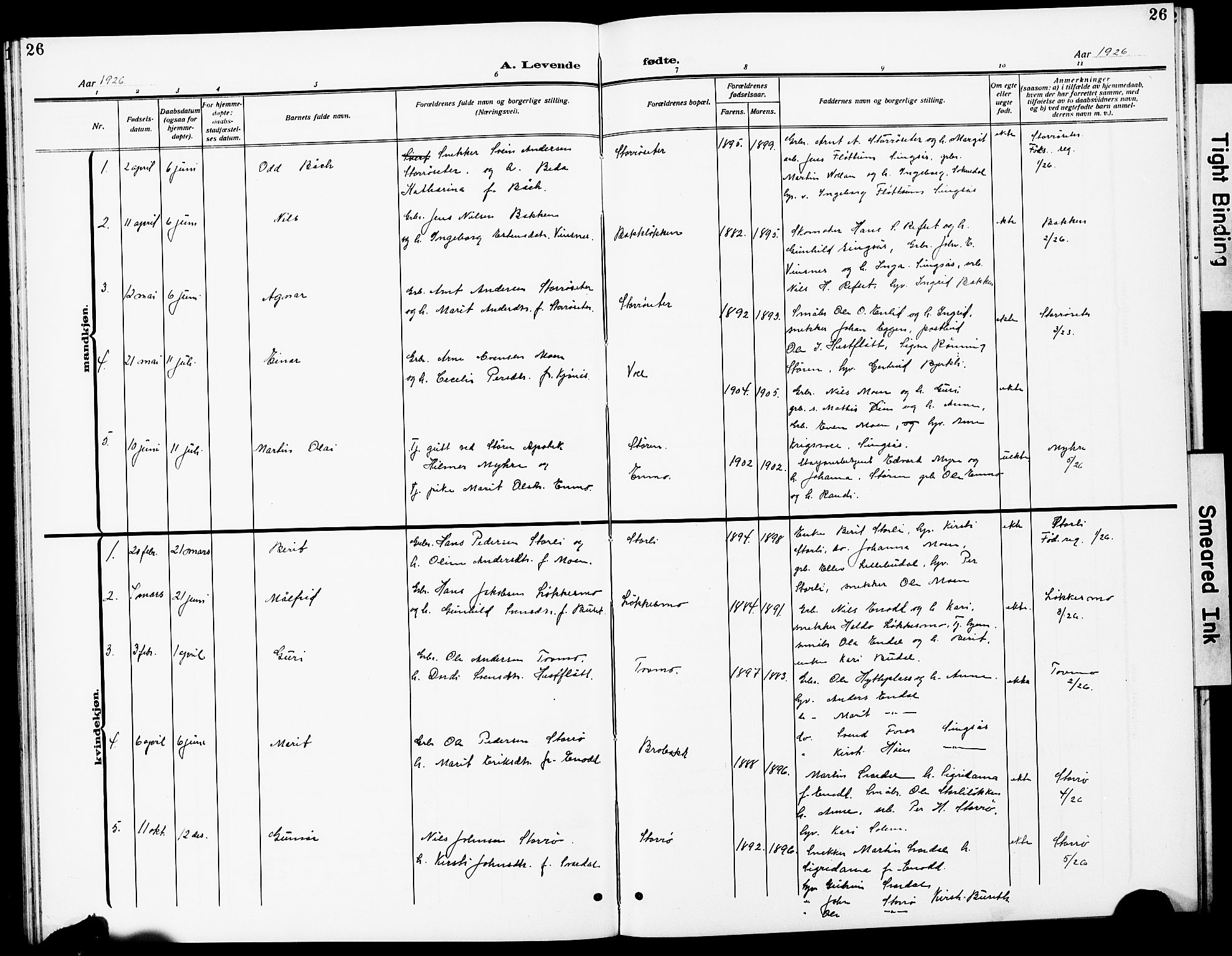 Ministerialprotokoller, klokkerbøker og fødselsregistre - Sør-Trøndelag, SAT/A-1456/690/L1052: Parish register (copy) no. 690C02, 1907-1929, p. 26