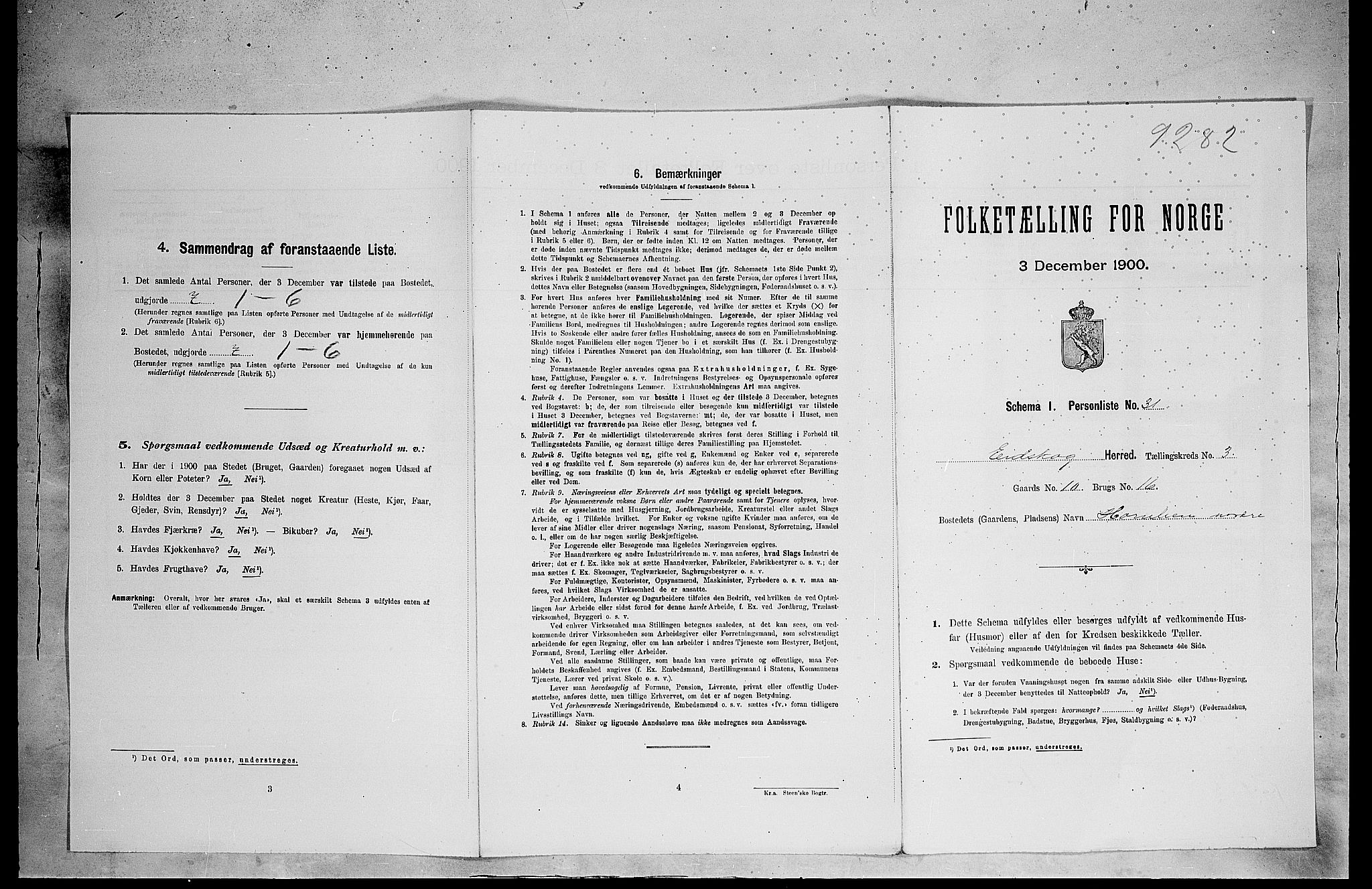 SAH, 1900 census for Eidskog, 1900, p. 487