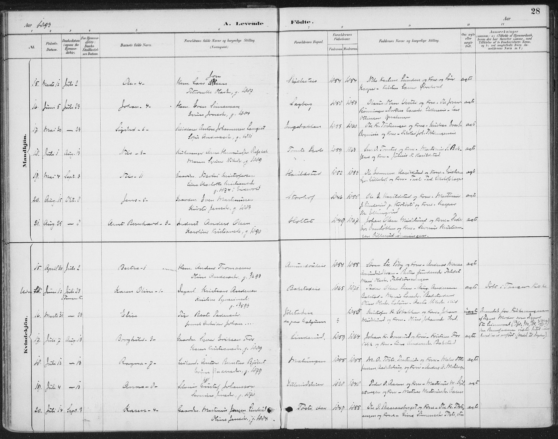 Romedal prestekontor, SAH/PREST-004/K/L0008: Parish register (official) no. 8, 1887-1905, p. 28