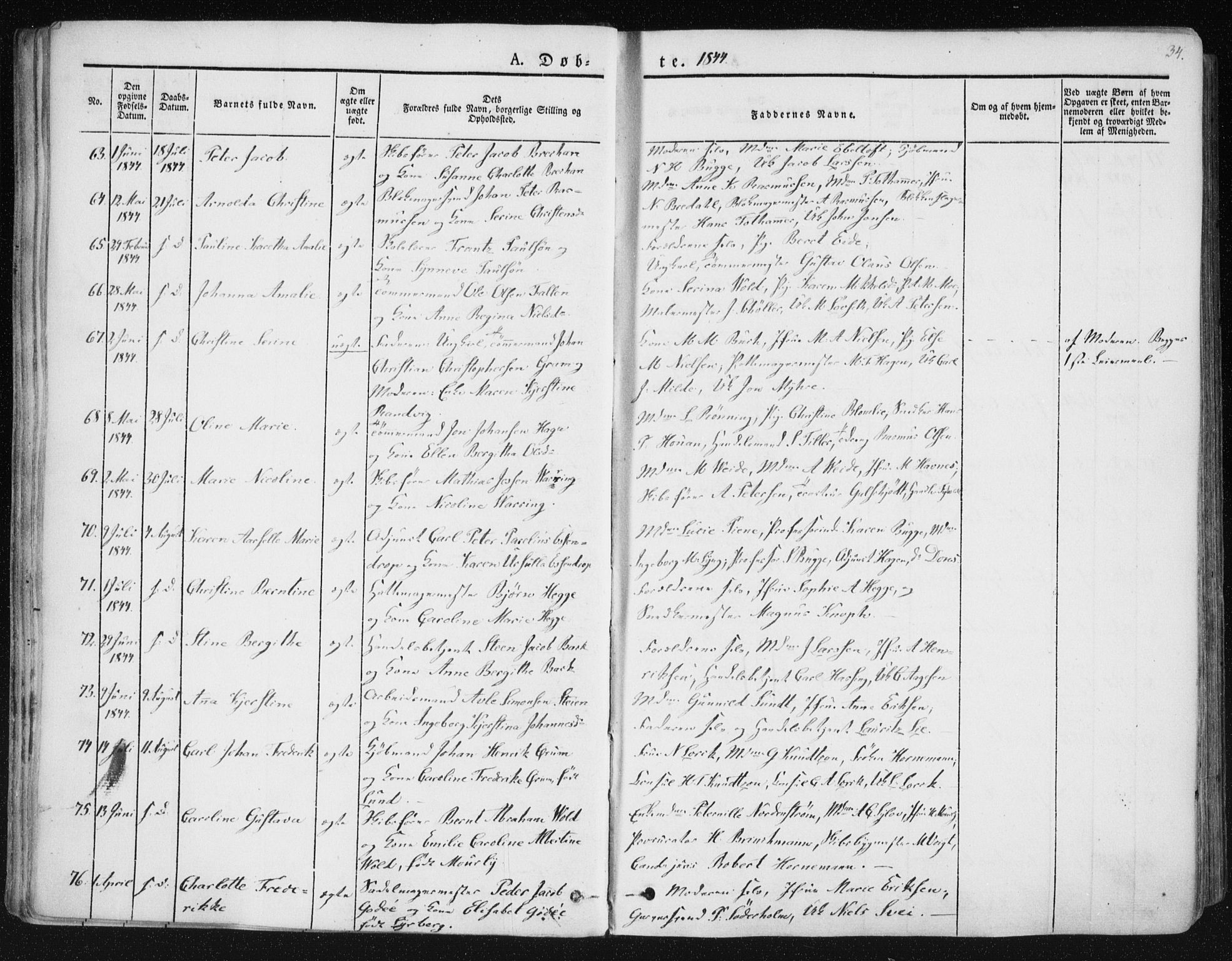 Ministerialprotokoller, klokkerbøker og fødselsregistre - Sør-Trøndelag, SAT/A-1456/602/L0110: Parish register (official) no. 602A08, 1840-1854, p. 34