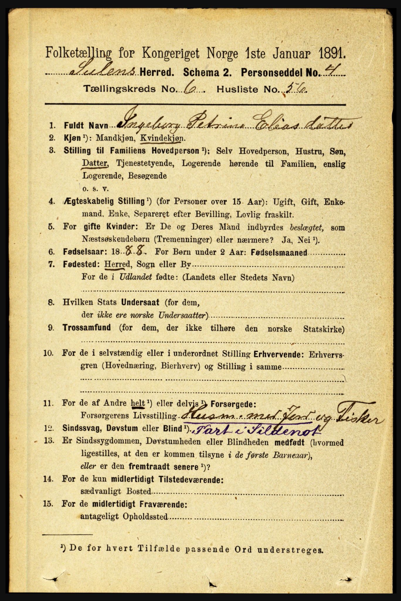 RA, 1891 census for 1412 Solund, 1891, p. 2321