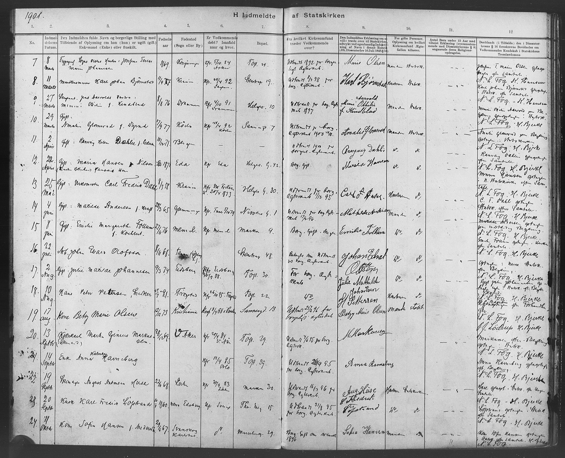 Paulus prestekontor Kirkebøker, AV/SAO-A-10871/F/Fa/L0007: Parish register (official) no. 7, 1897-1915