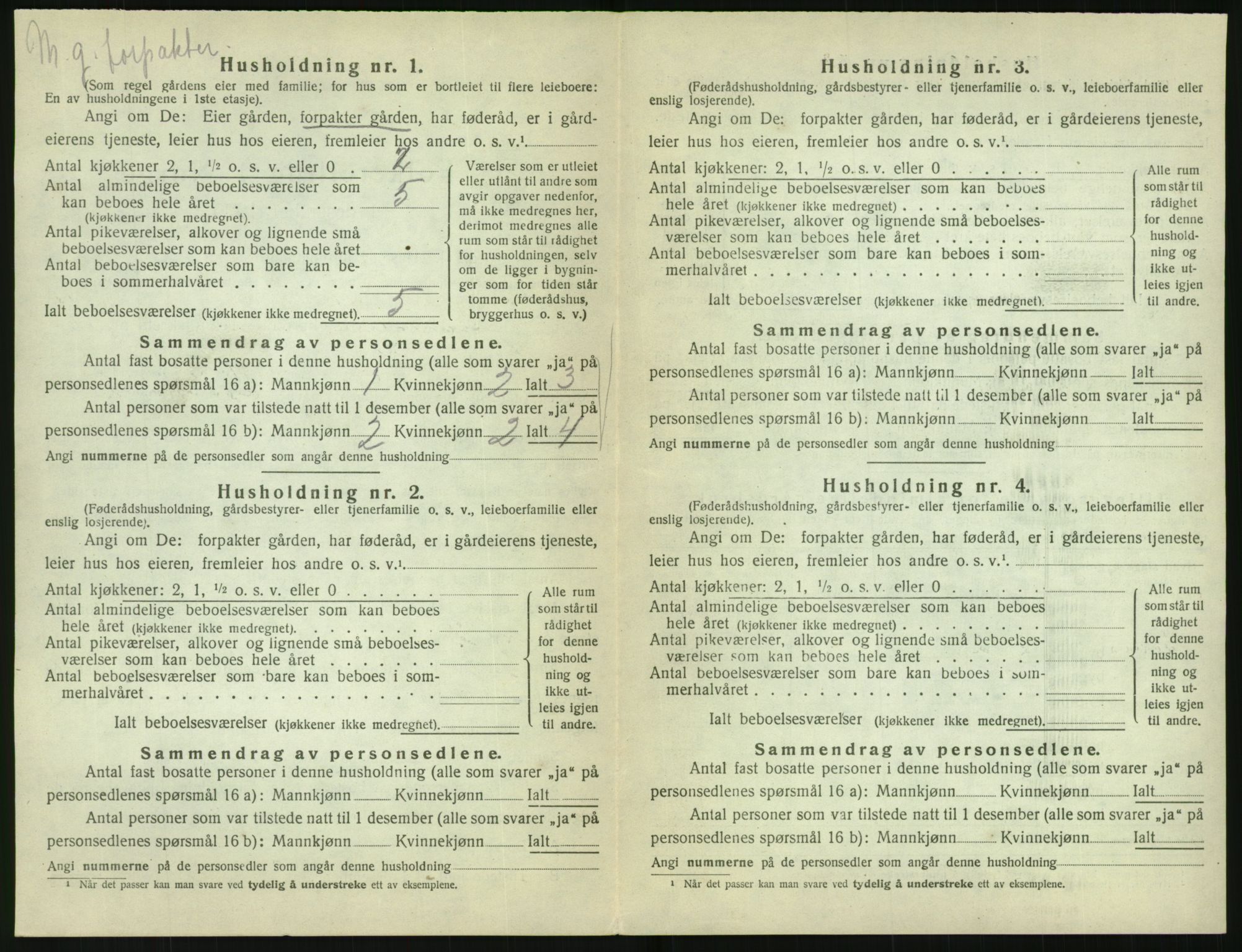 SAK, 1920 census for Vegårshei, 1920, p. 585