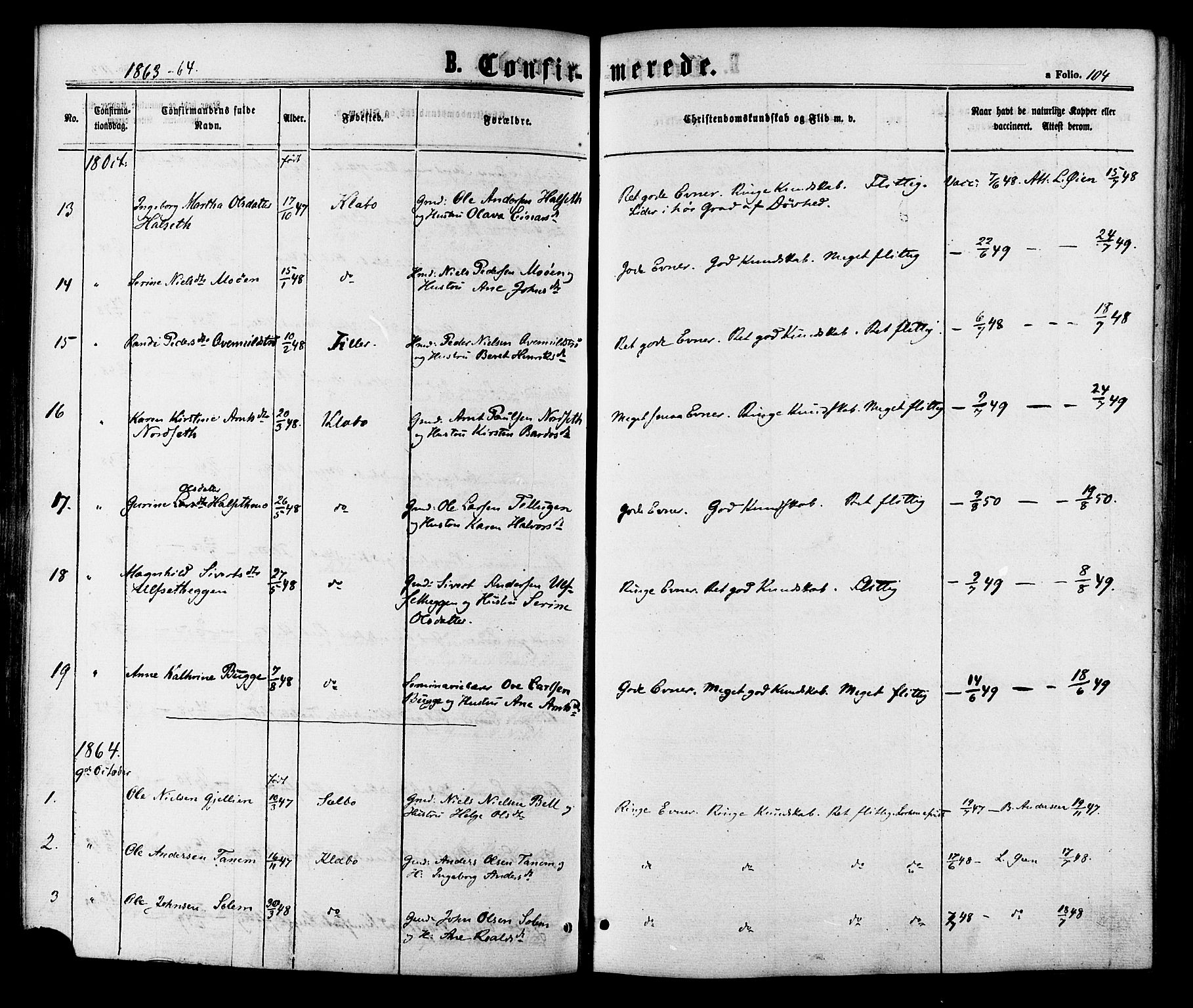 Ministerialprotokoller, klokkerbøker og fødselsregistre - Sør-Trøndelag, SAT/A-1456/618/L0442: Parish register (official) no. 618A06 /1, 1863-1879, p. 104