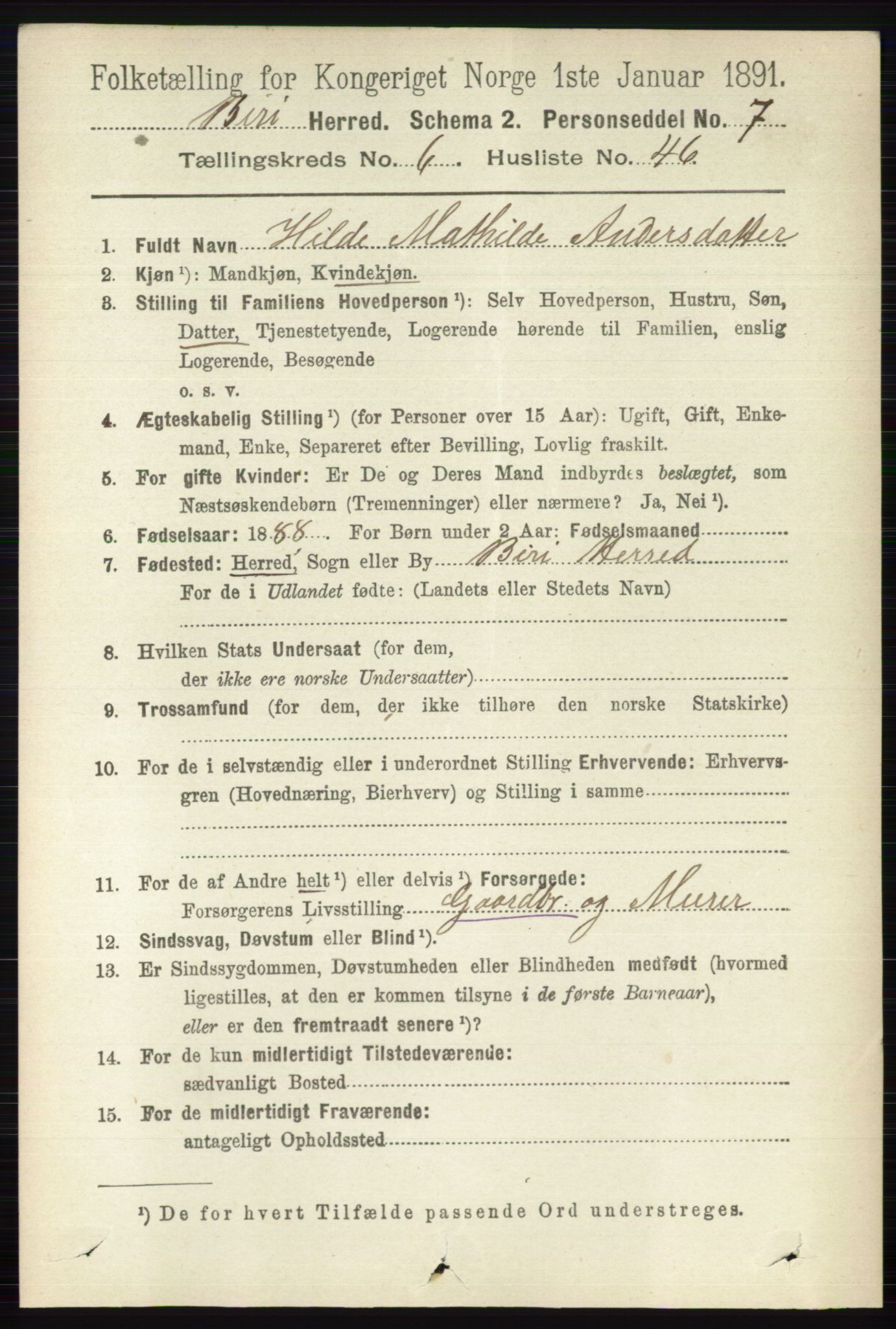 RA, 1891 census for 0525 Biri, 1891, p. 2378