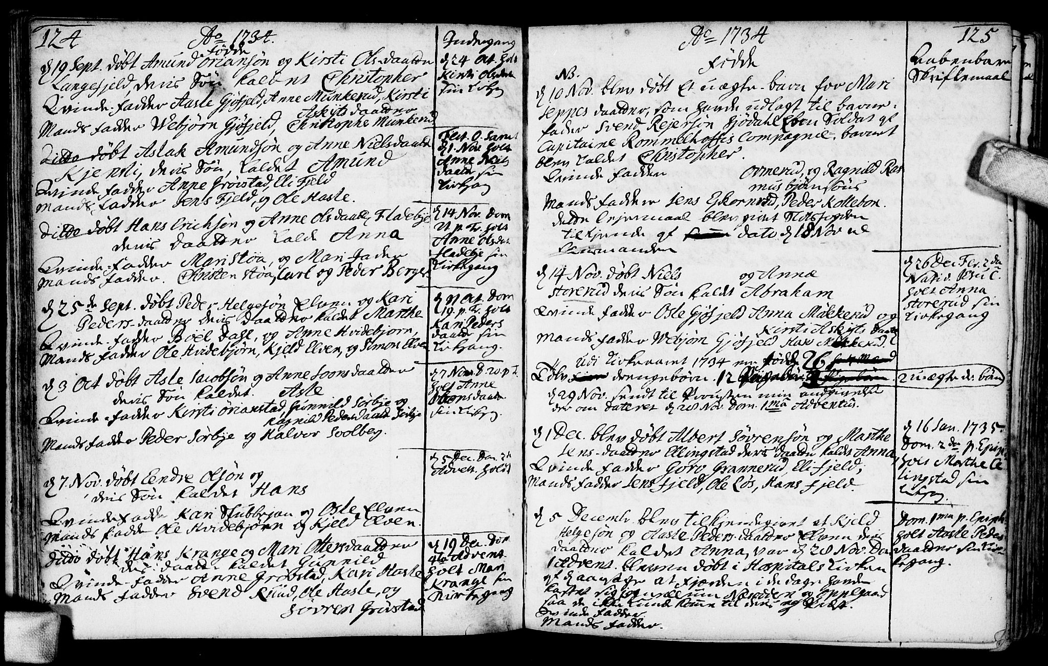 Nesodden prestekontor Kirkebøker, AV/SAO-A-10013/F/Fa/L0001: Parish register (official) no. I 1, 1709-1750, p. 124-125