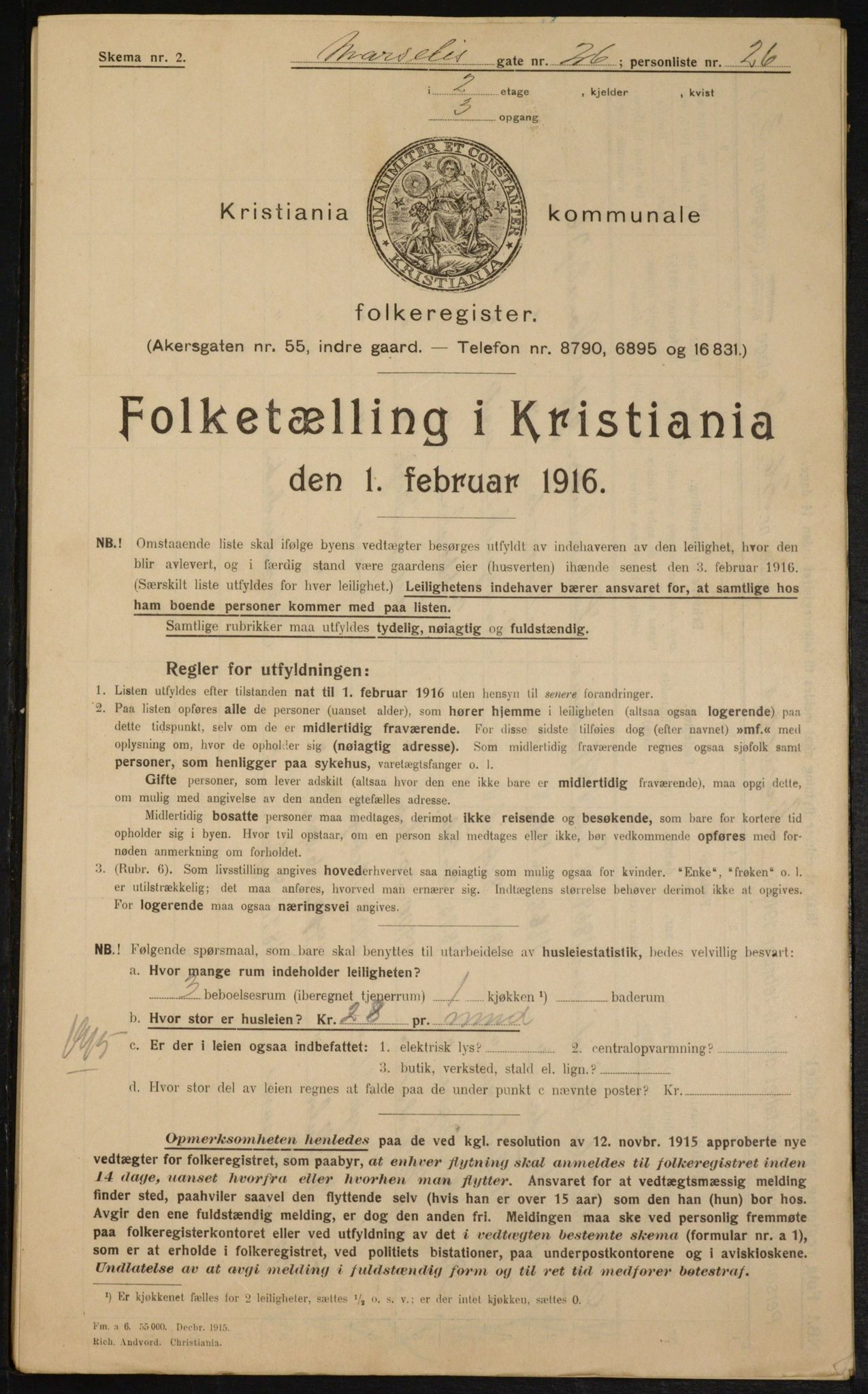 OBA, Municipal Census 1916 for Kristiania, 1916, p. 66117