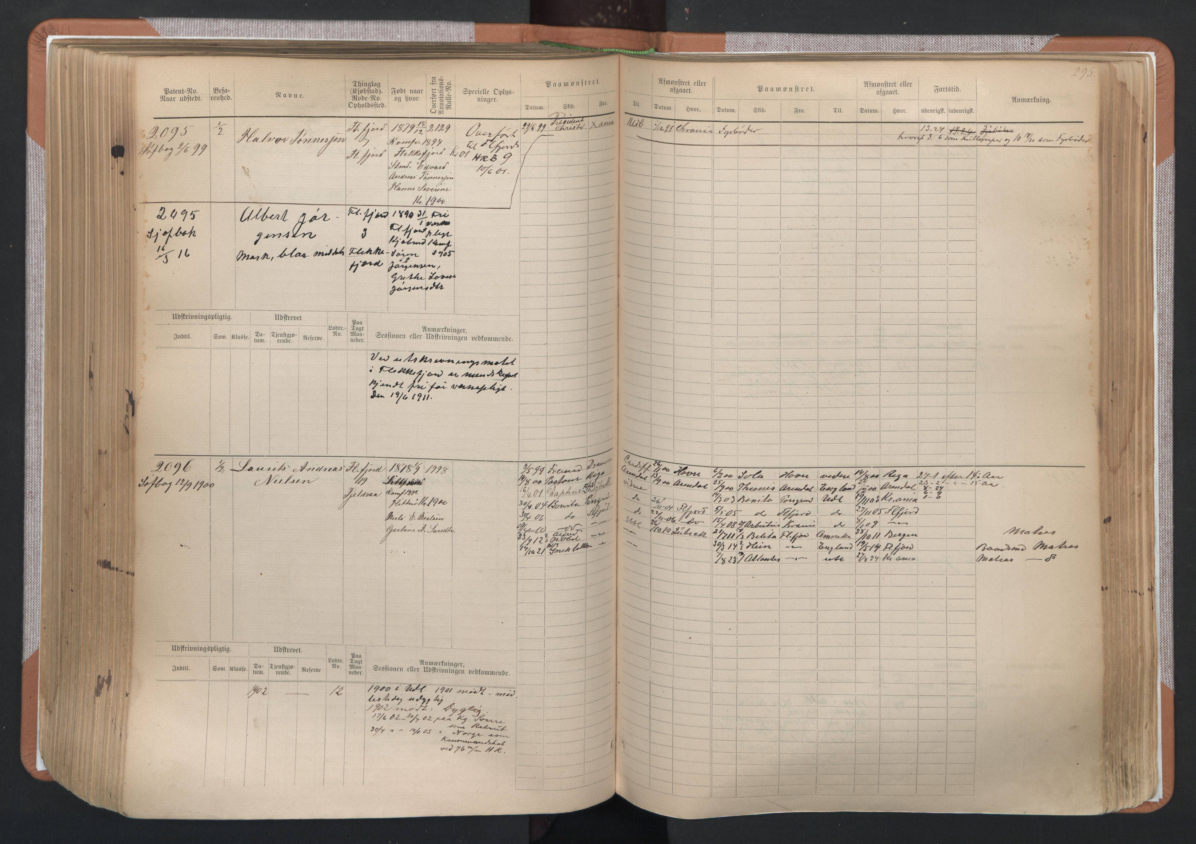 Flekkefjord mønstringskrets, SAK/2031-0018/F/Fb/L0003: Hovedrulle nr 1515-2326, N-6, 1885-1934, p. 297