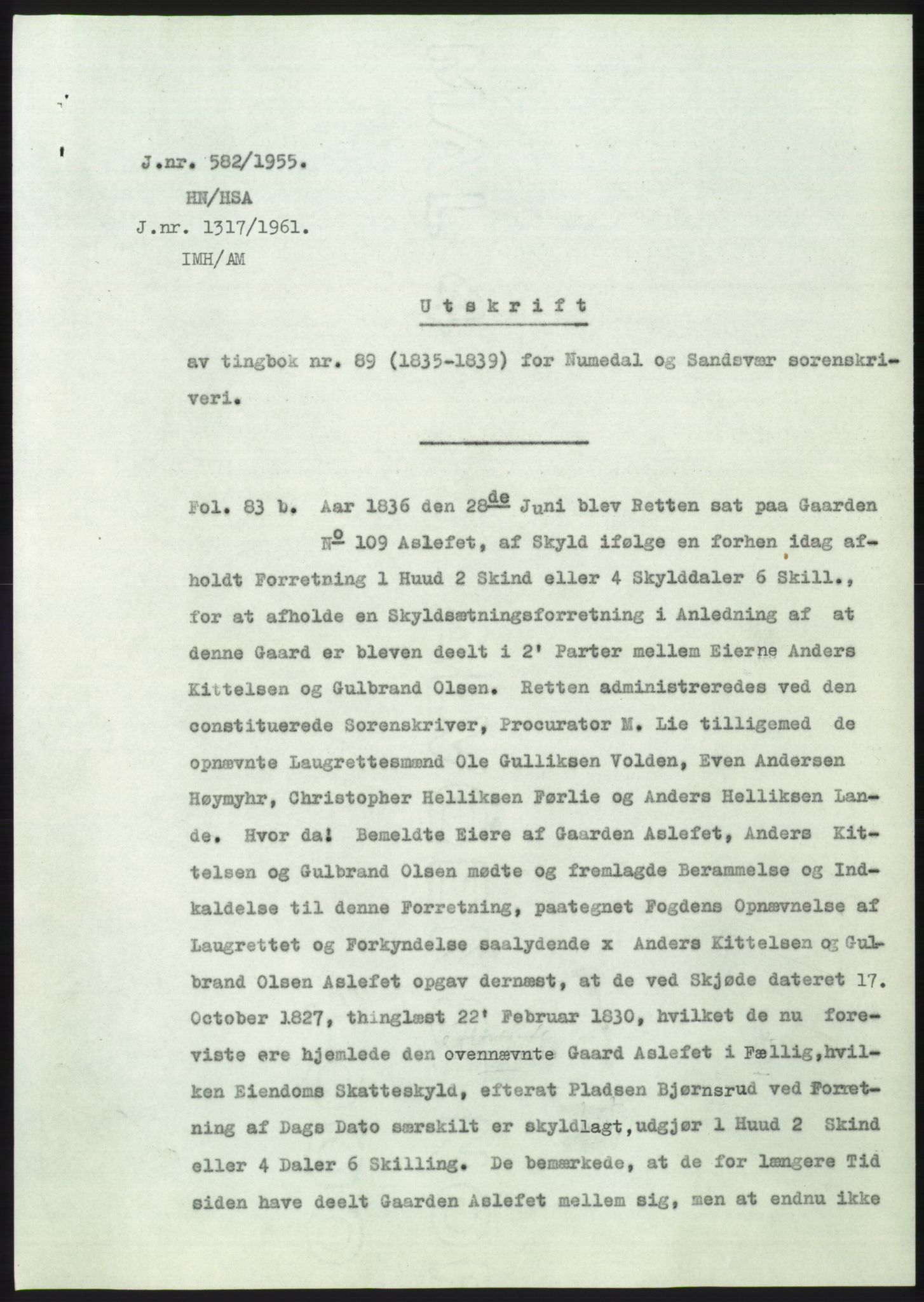 Statsarkivet i Kongsberg, SAKO/A-0001, 1955, p. 361