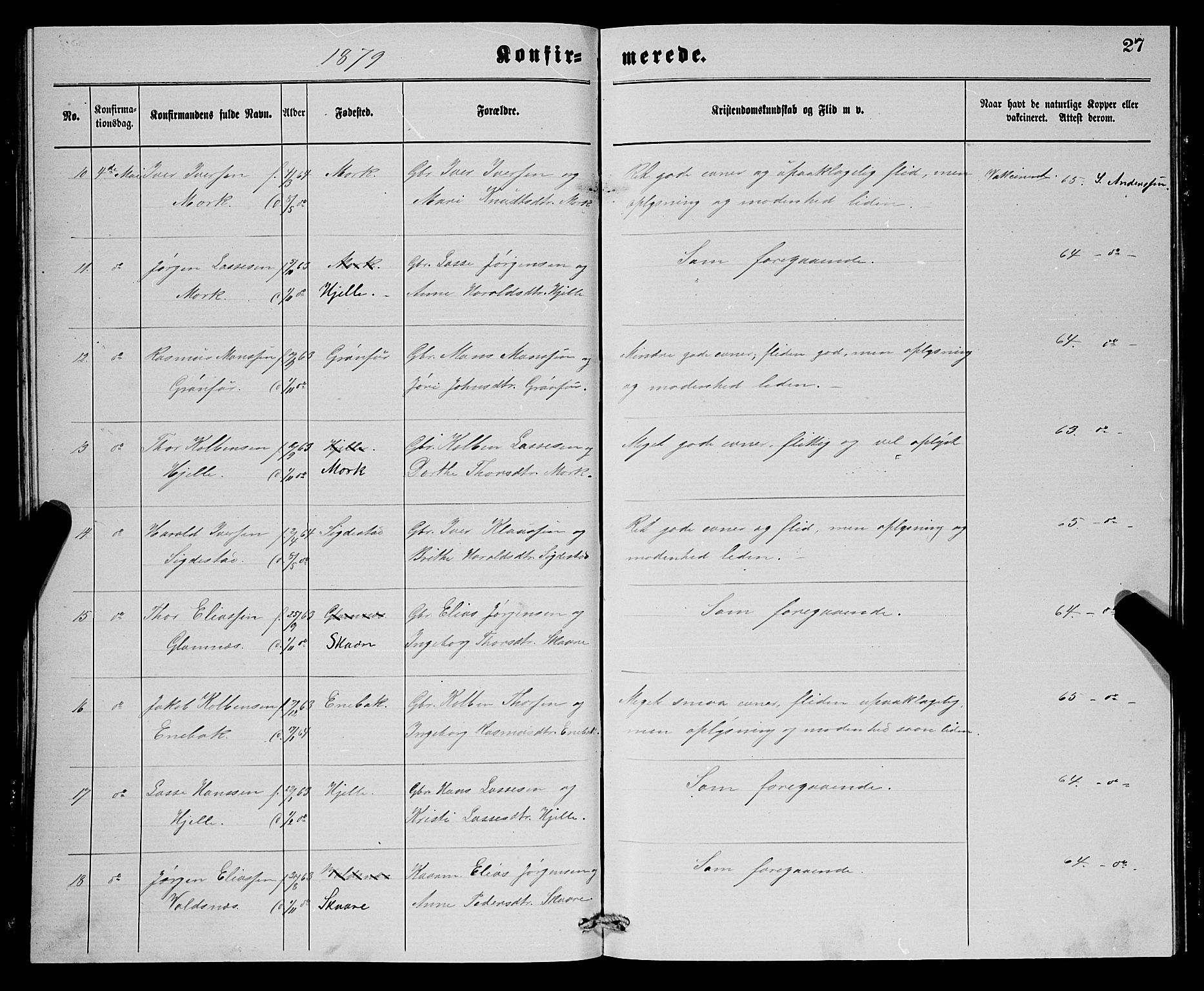 Stryn Sokneprestembete, AV/SAB-A-82501: Parish register (copy) no. C 2, 1877-1881, p. 27