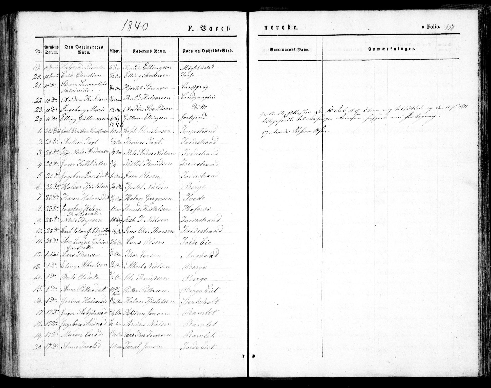 Holt sokneprestkontor, AV/SAK-1111-0021/F/Fa/L0007: Parish register (official) no. A 7, 1836-1848, p. 354