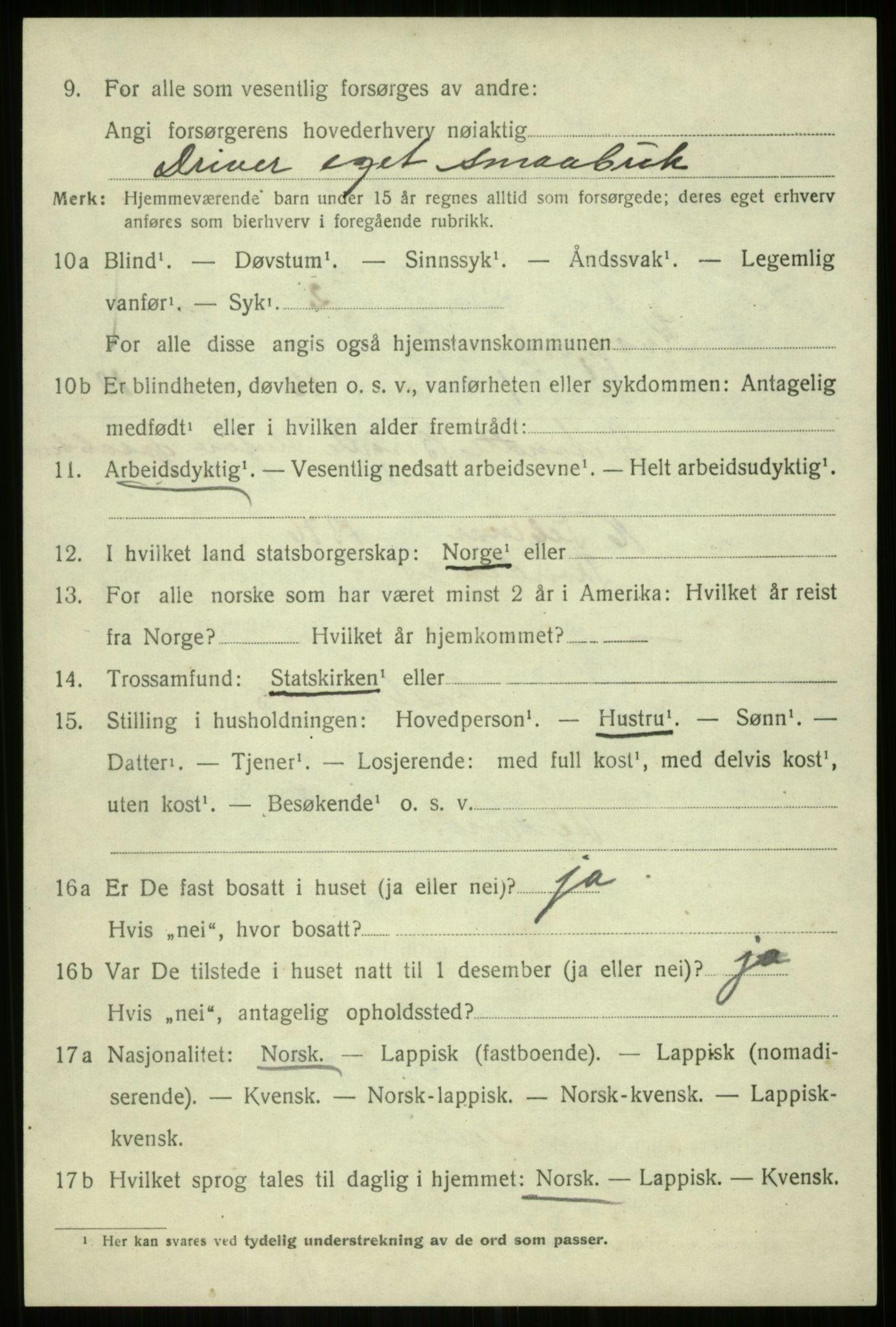 SATØ, 1920 census for Kvæfjord, 1920, p. 6672