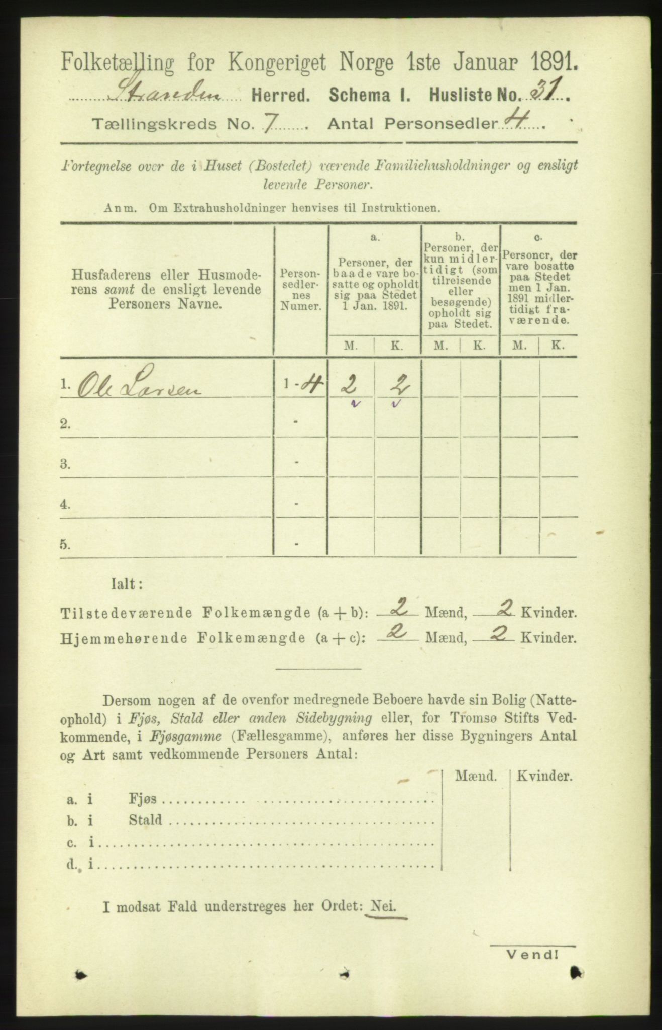 RA, 1891 census for 1525 Stranda, 1891, p. 1673