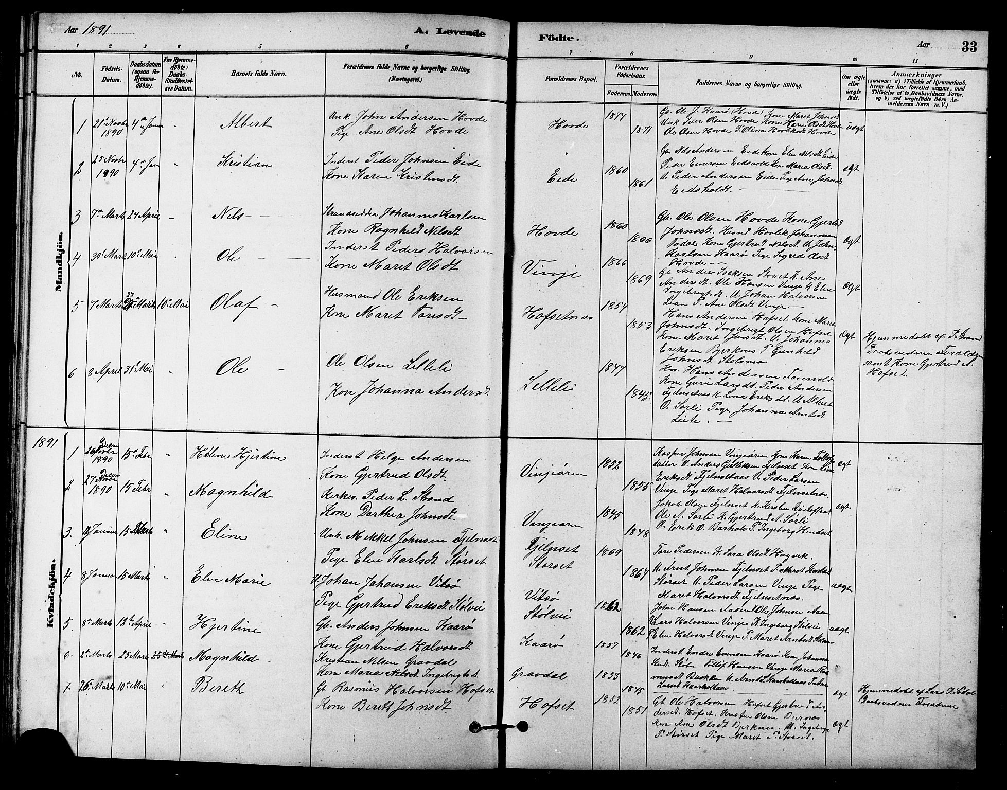 Ministerialprotokoller, klokkerbøker og fødselsregistre - Sør-Trøndelag, AV/SAT-A-1456/631/L0514: Parish register (copy) no. 631C02, 1879-1912, p. 33