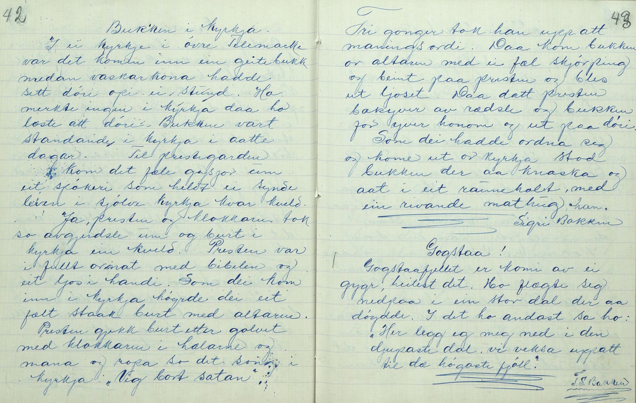 Rikard Berge, TEMU/TGM-A-1003/F/L0007/0036: 251-299 / 286 Uppskriftir av O. T. Bakken, 1918, p. 42-43