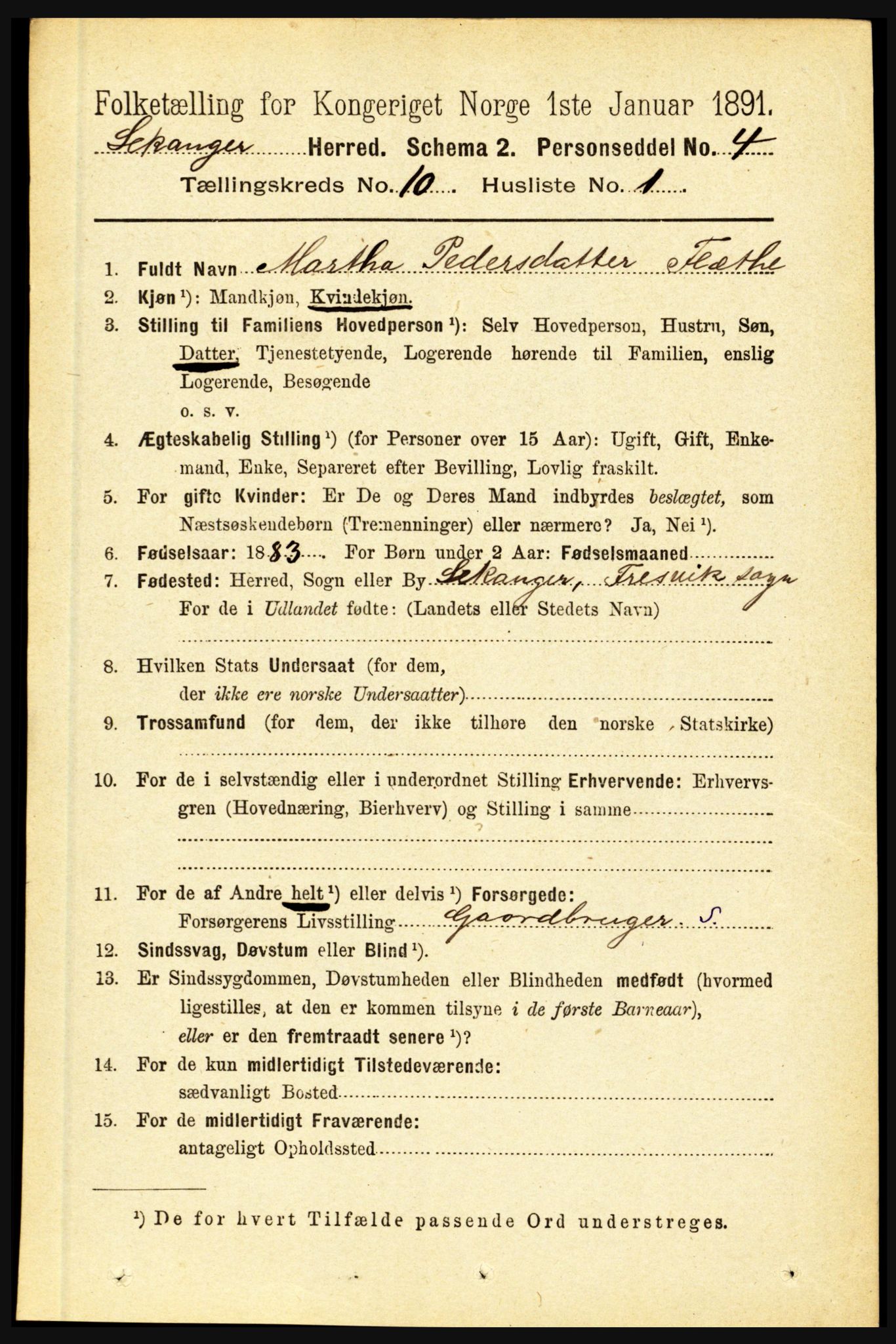 RA, 1891 census for 1419 Leikanger, 1891, p. 1817