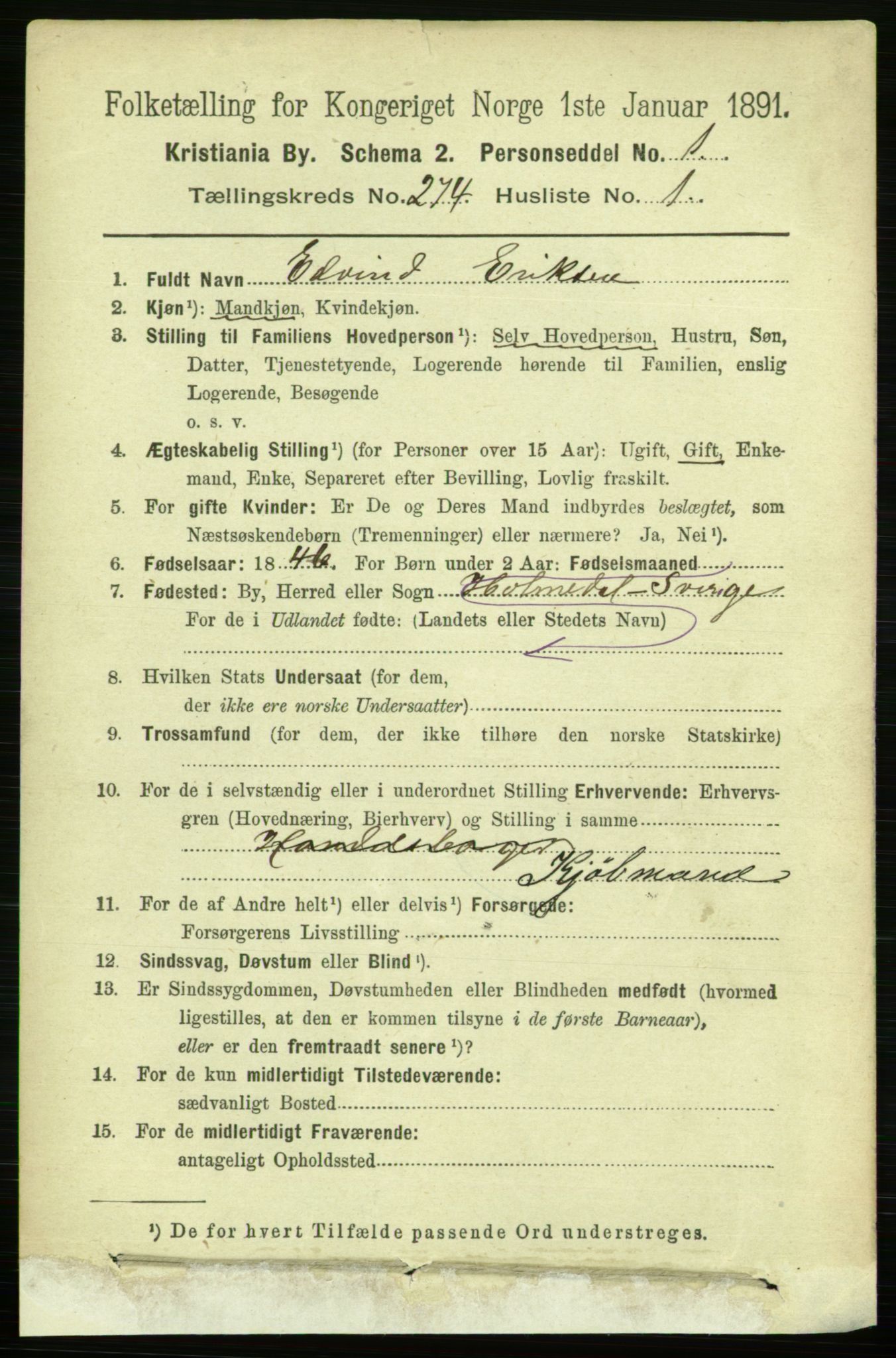 RA, 1891 census for 0301 Kristiania, 1891, p. 166401