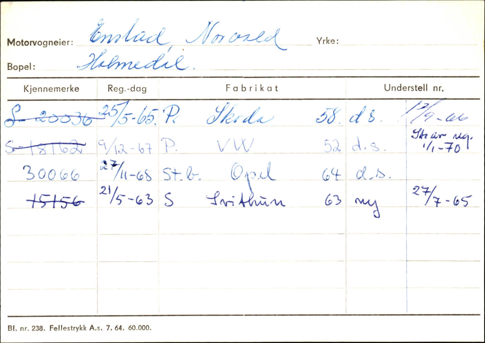 Statens vegvesen, Sogn og Fjordane vegkontor, AV/SAB-A-5301/4/F/L0125: Eigarregister Sogndal V-Å. Aurland A-Å. Fjaler A-N, 1945-1975, p. 1651