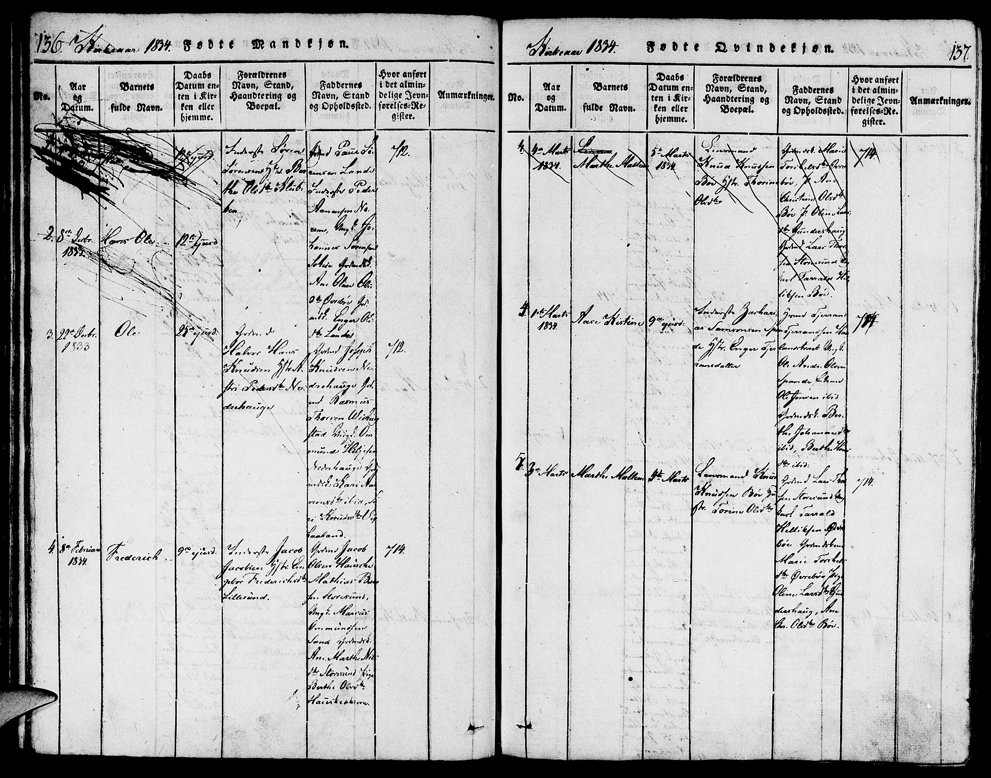 Torvastad sokneprestkontor, AV/SAST-A -101857/H/Ha/Haa/L0004: Parish register (official) no. A 3 /1, 1817-1836, p. 136-137