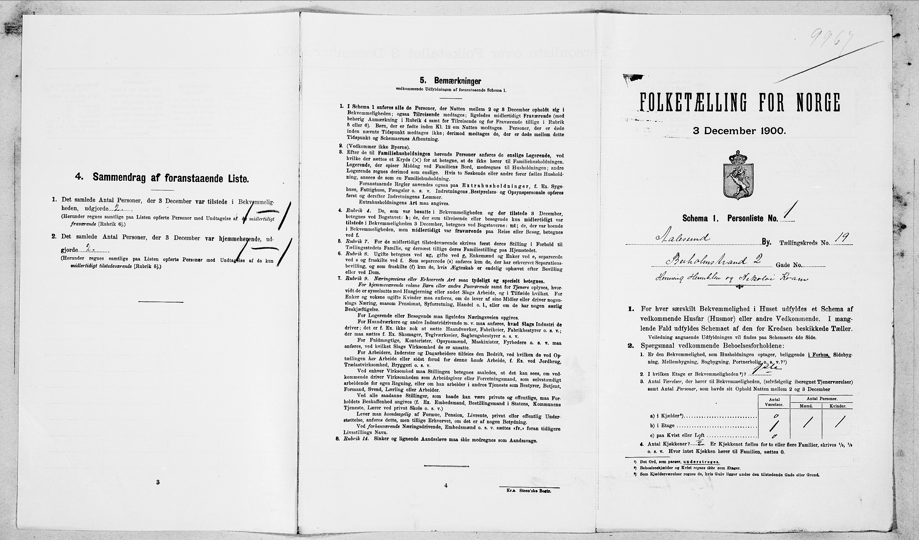 SAT, 1900 census for Ålesund, 1900, p. 4806