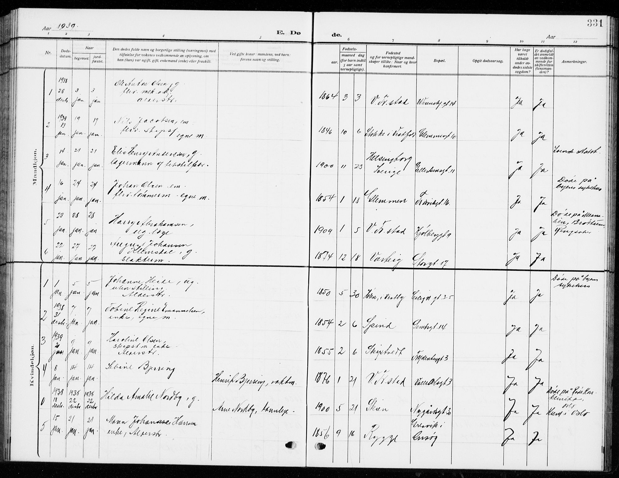 Fredrikstad domkirkes prestekontor Kirkebøker, SAO/A-10906/G/Ga/L0004: Parish register (copy) no. 4, 1910-1944, p. 331