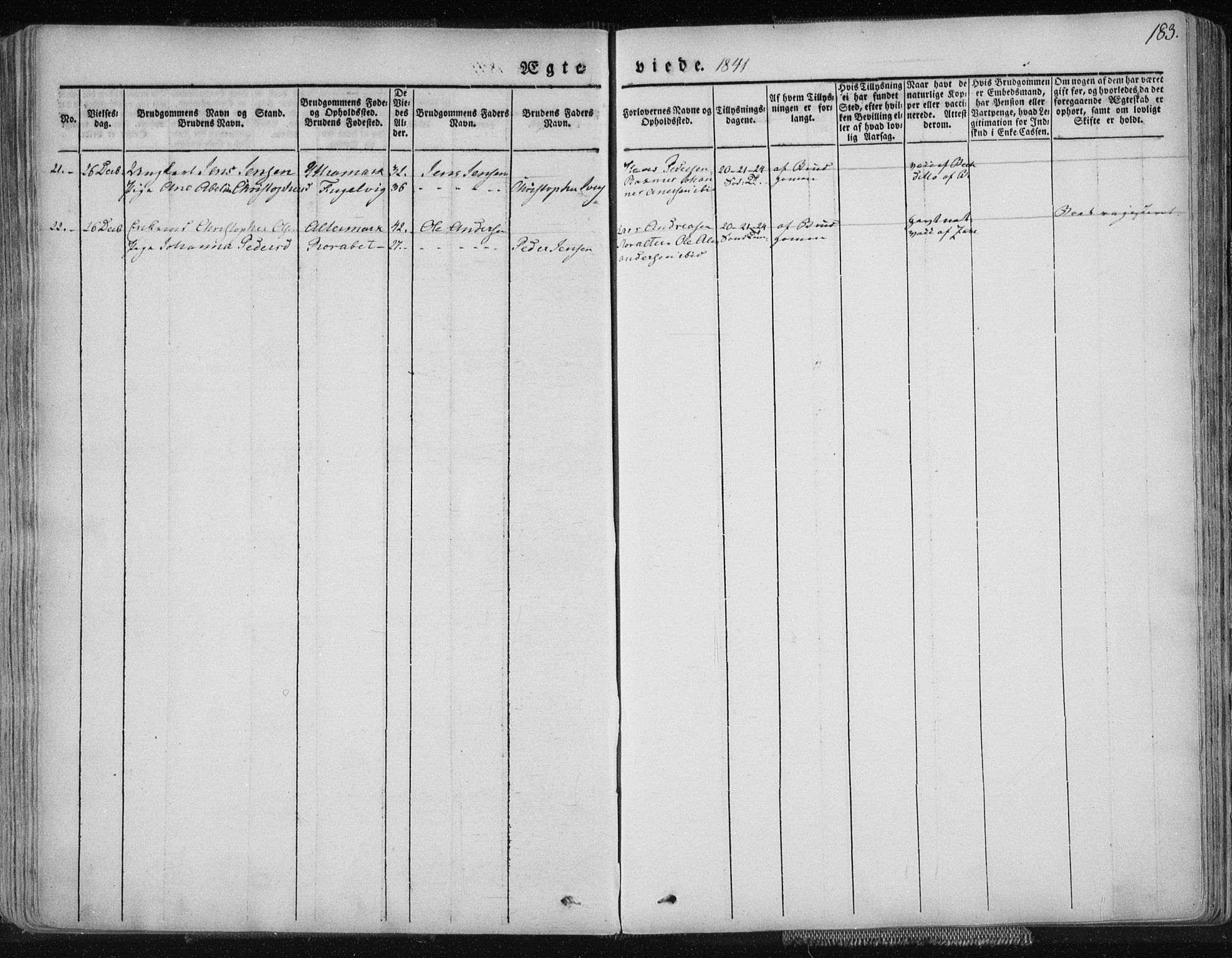 Ministerialprotokoller, klokkerbøker og fødselsregistre - Nordland, AV/SAT-A-1459/827/L0390: Parish register (official) no. 827A02, 1826-1841, p. 183