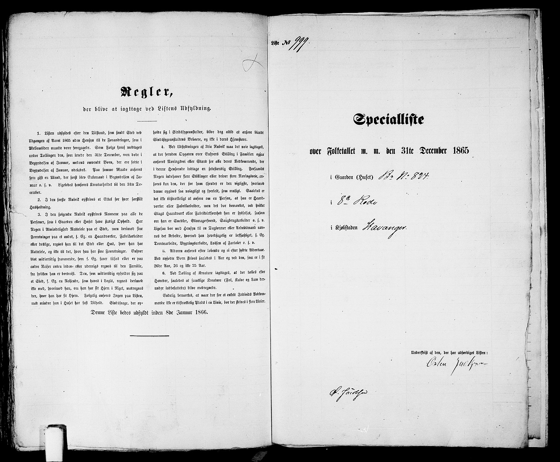 RA, 1865 census for Stavanger, 1865, p. 2015