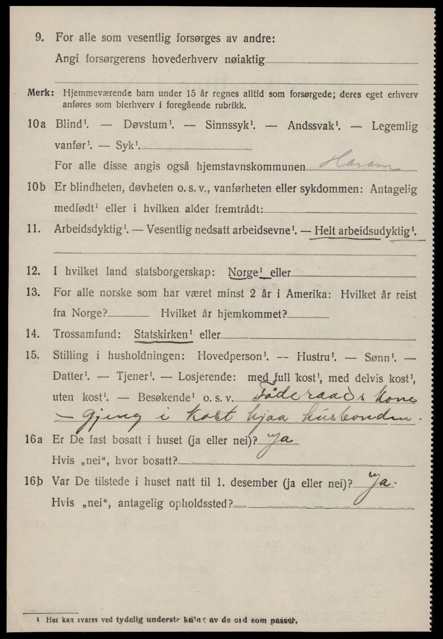 SAT, 1920 census for Haram, 1920, p. 5058