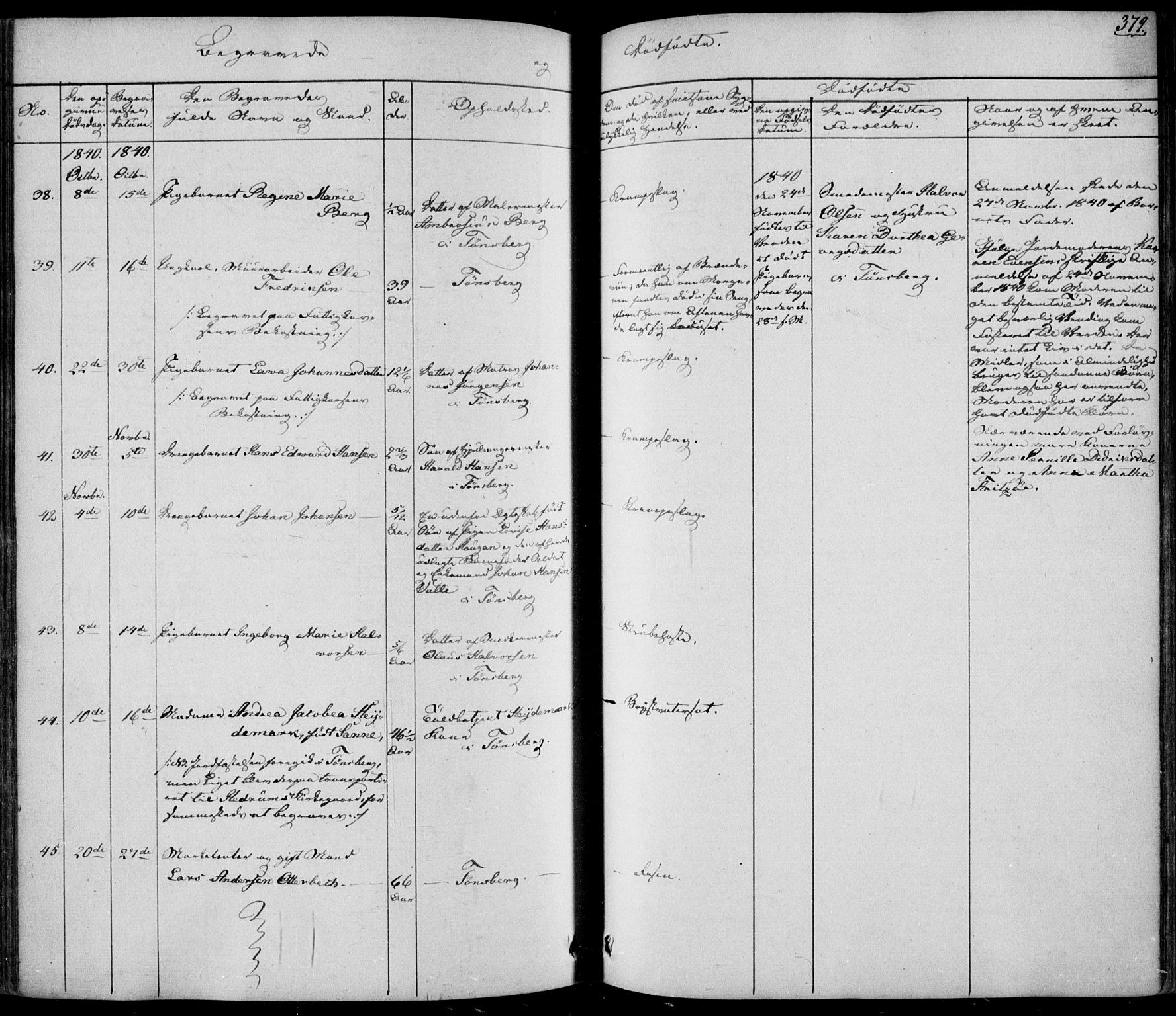 Tønsberg kirkebøker, AV/SAKO-A-330/F/Fa/L0006: Parish register (official) no. I 6, 1836-1844, p. 379