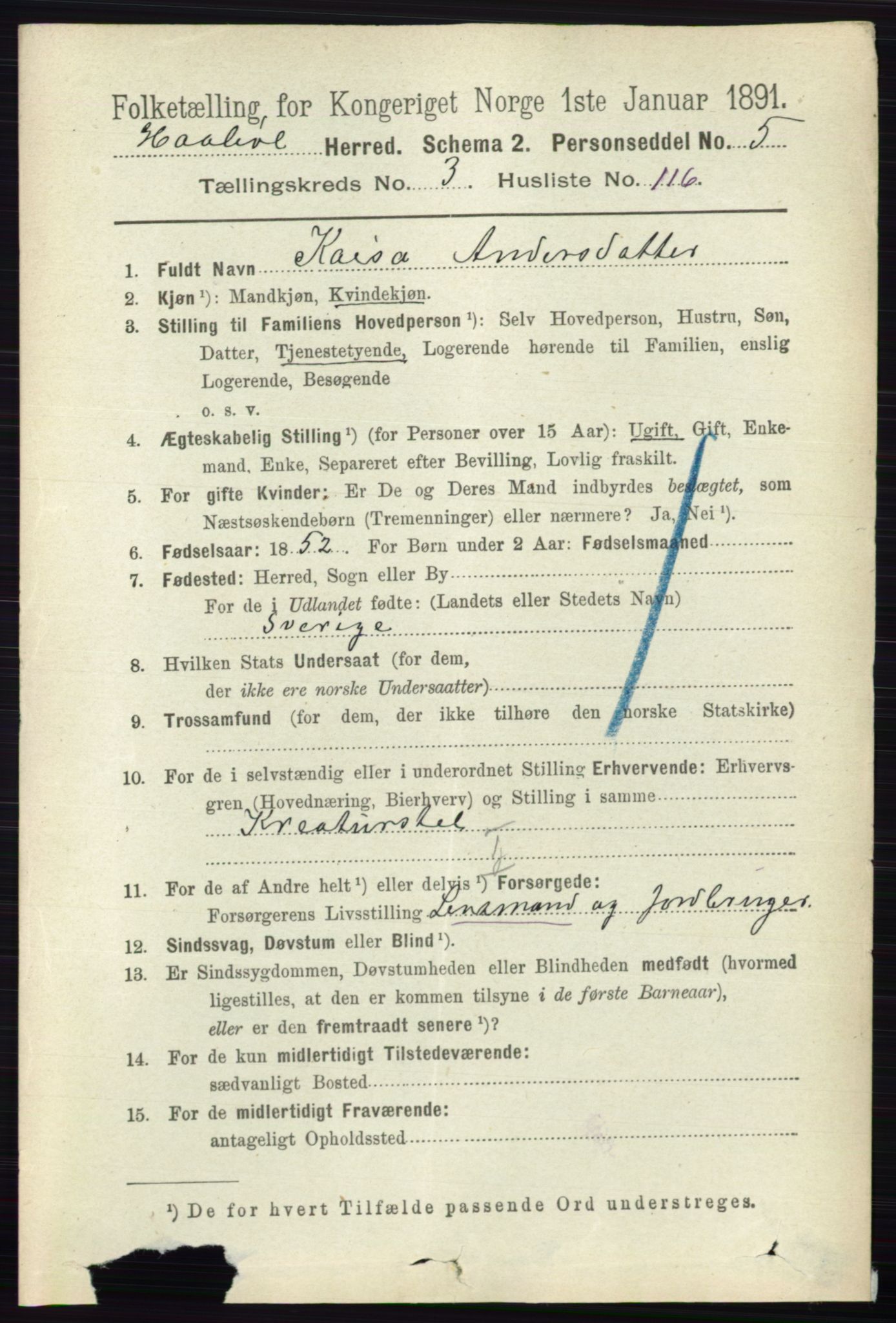 RA, 1891 census for 0138 Hobøl, 1891, p. 2324