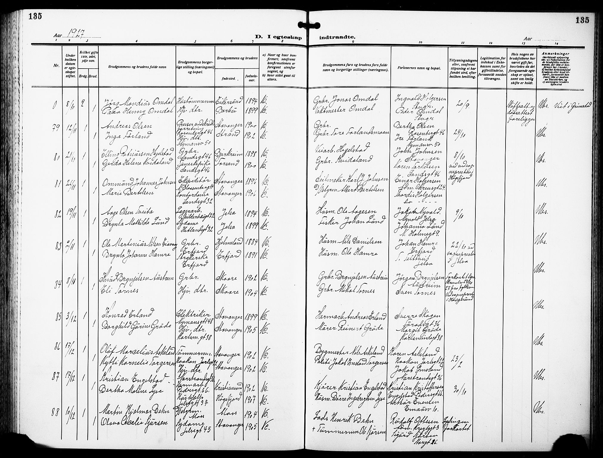 St. Johannes sokneprestkontor, AV/SAST-A-101814/001/30/30BB/L0007: Parish register (copy) no. B 7, 1917-1932, p. 135