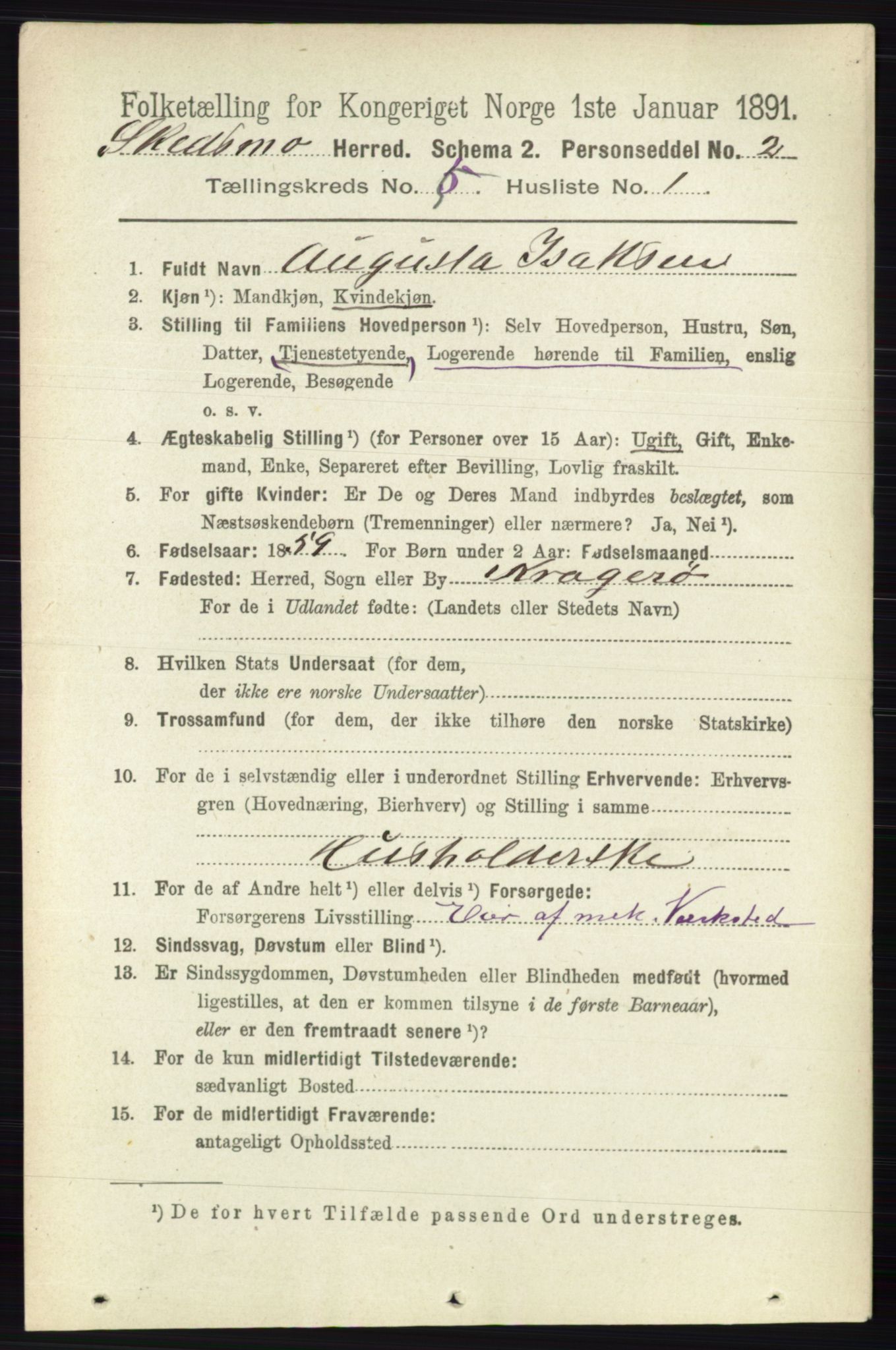 RA, 1891 census for 0231 Skedsmo, 1891, p. 2296