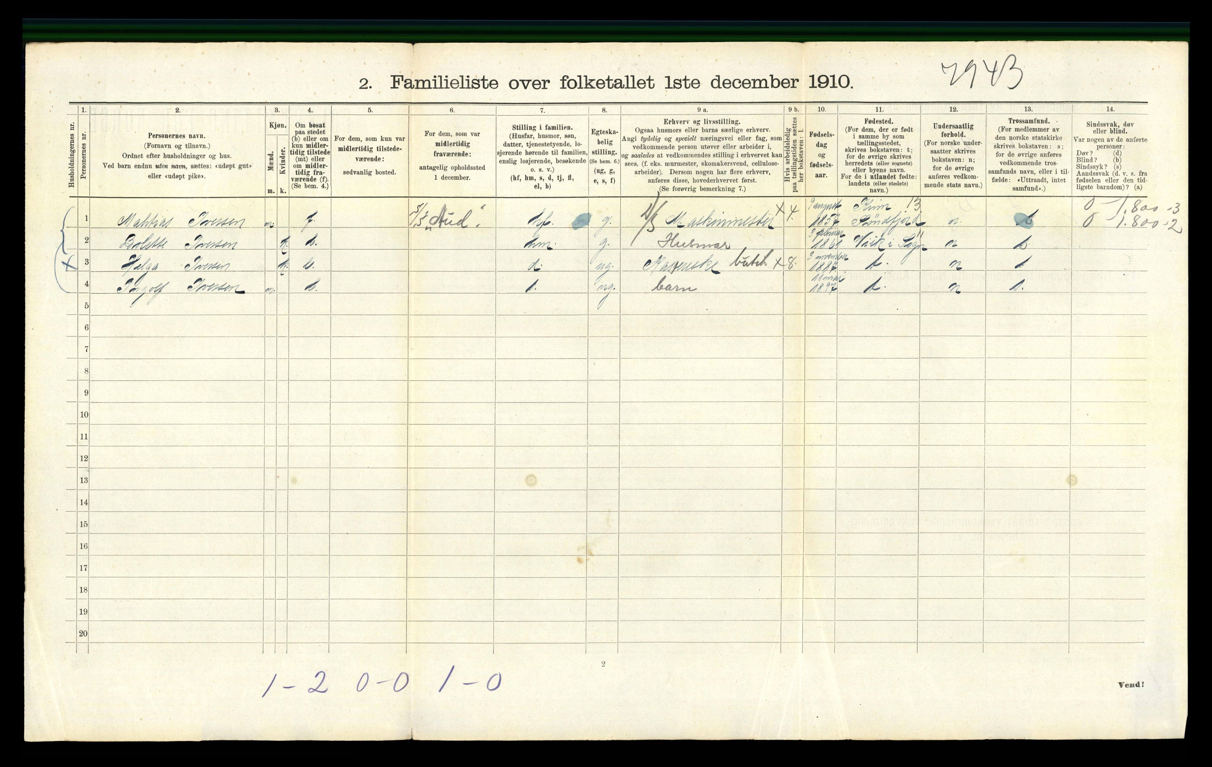 RA, 1910 census for Bergen, 1910, p. 9424