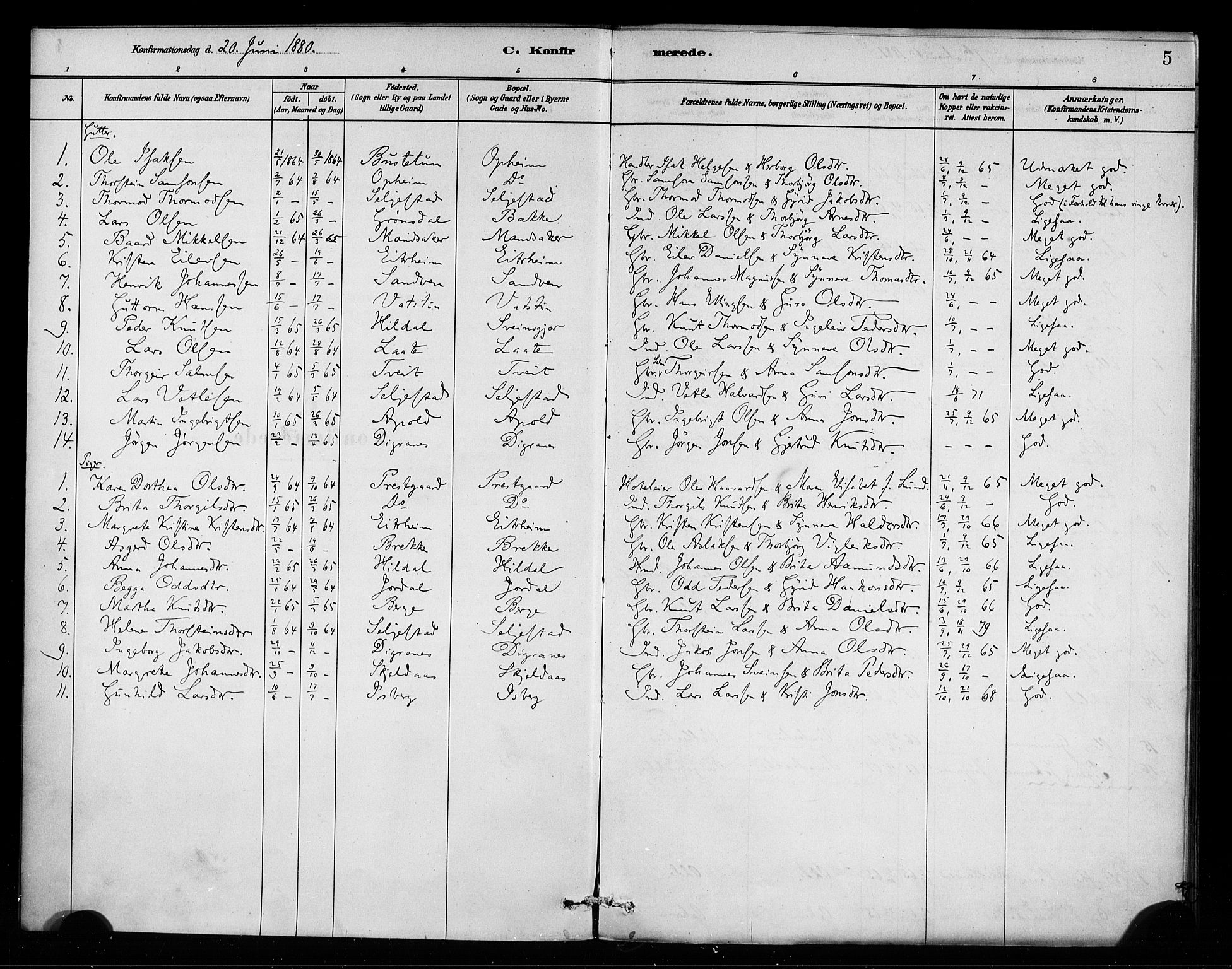 Odda Sokneprestembete, SAB/A-77201/H/Haa: Parish register (official) no. A 2, 1880-1915, p. 5