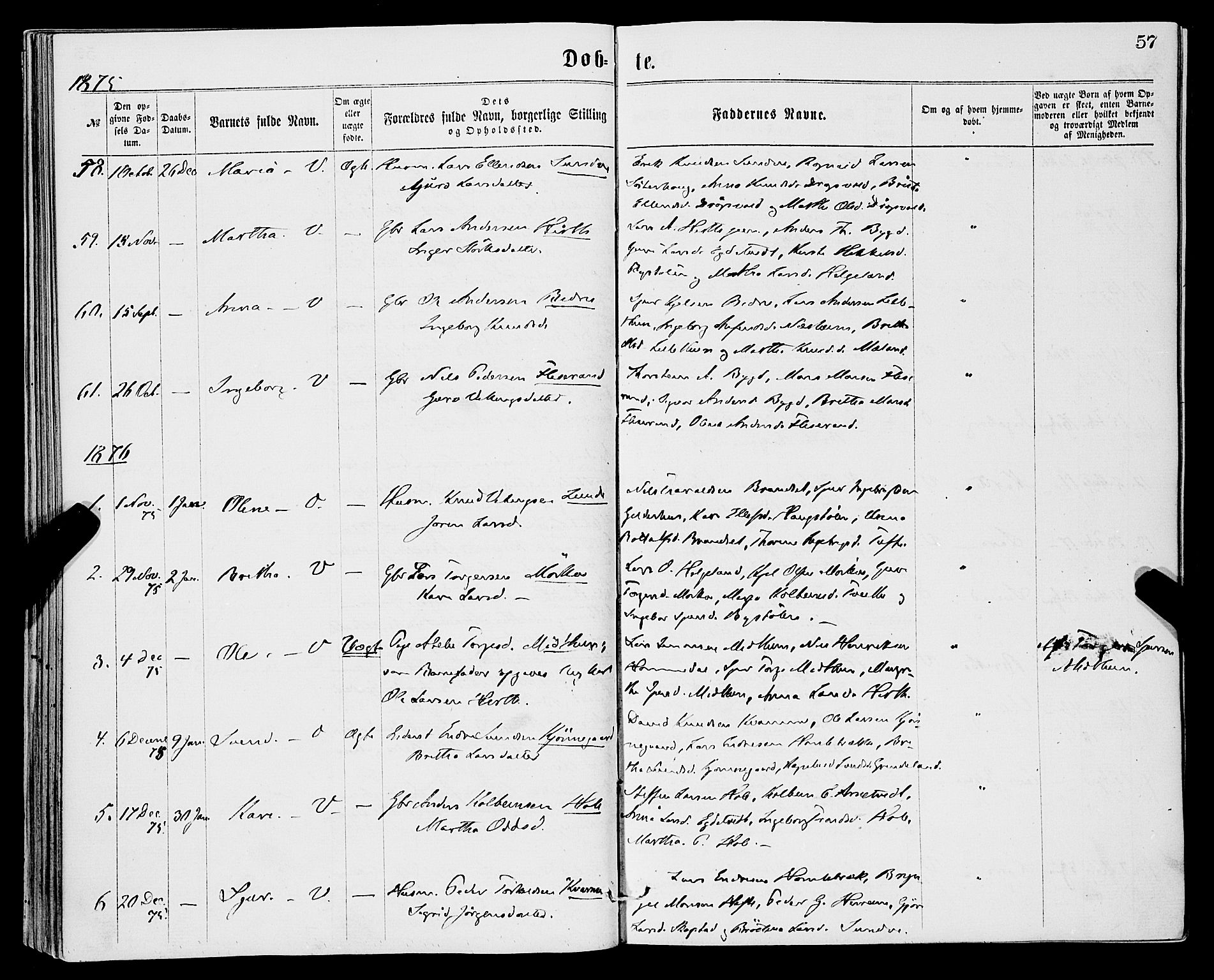 Vossestrand Sokneprestembete, SAB/A-79101/H/Haa: Parish register (official) no. A 1, 1866-1877, p. 57