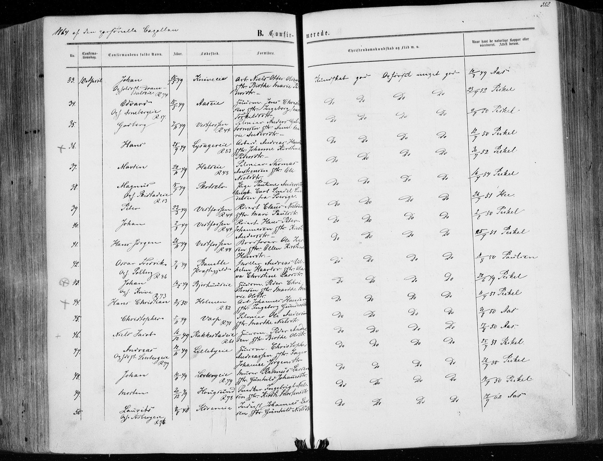 Eiker kirkebøker, AV/SAKO-A-4/F/Fa/L0016: Parish register (official) no. I 16, 1860-1868, p. 352