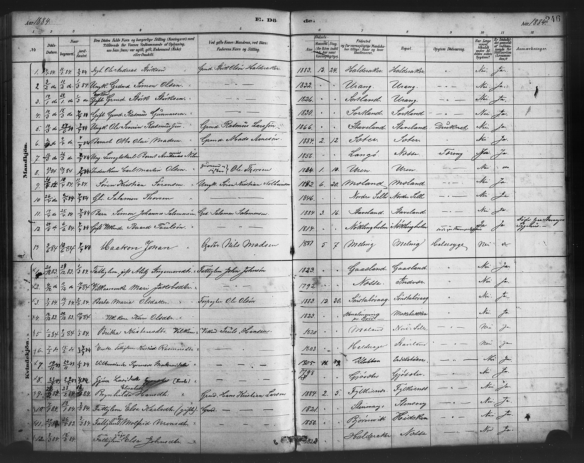 Finnås sokneprestembete, AV/SAB-A-99925/H/Ha/Haa/Haac/L0001: Parish register (official) no. C 1, 1881-1894, p. 246