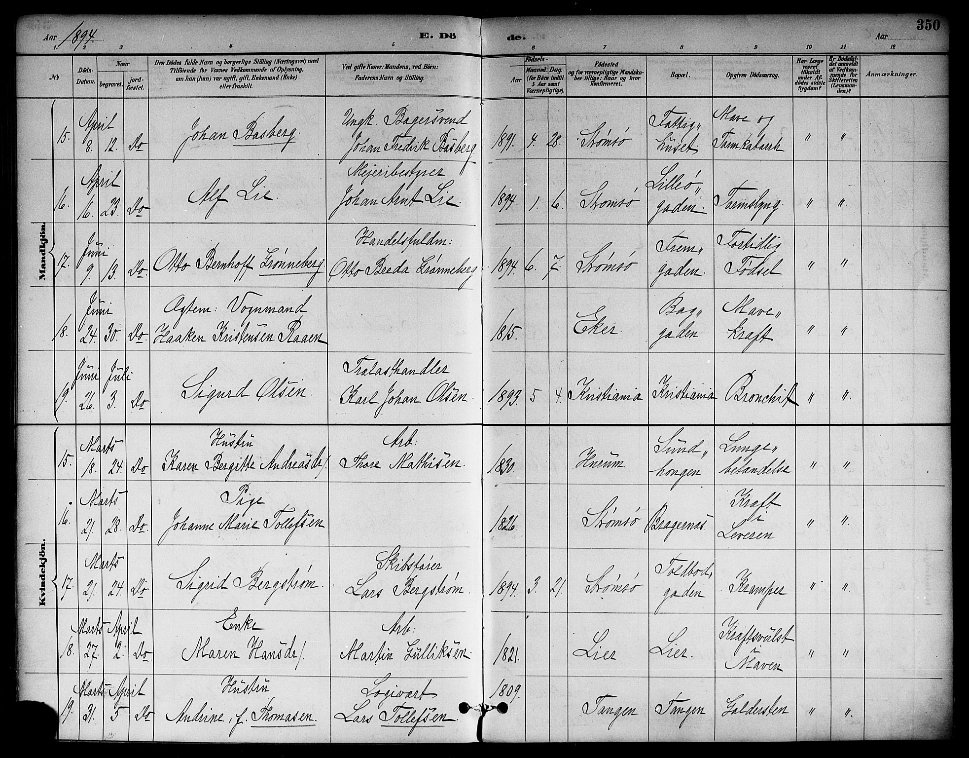 Strømsø kirkebøker, SAKO/A-246/F/Fa/L0023: Parish register (official) no. I 23, 1885-1894, p. 350