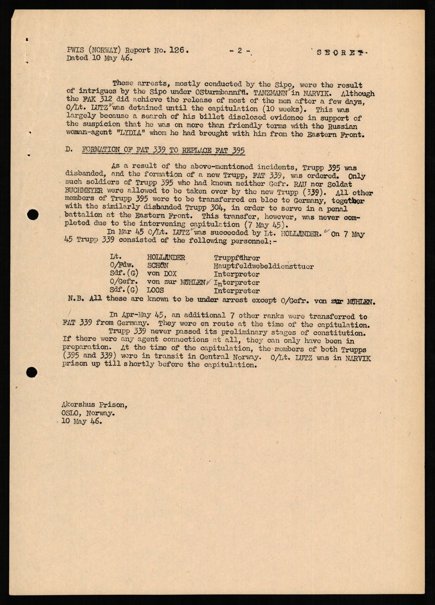 Forsvaret, Forsvarets overkommando II, AV/RA-RAFA-3915/D/Db/L0020: CI Questionaires. Tyske okkupasjonsstyrker i Norge. Tyskere., 1945-1946, p. 474