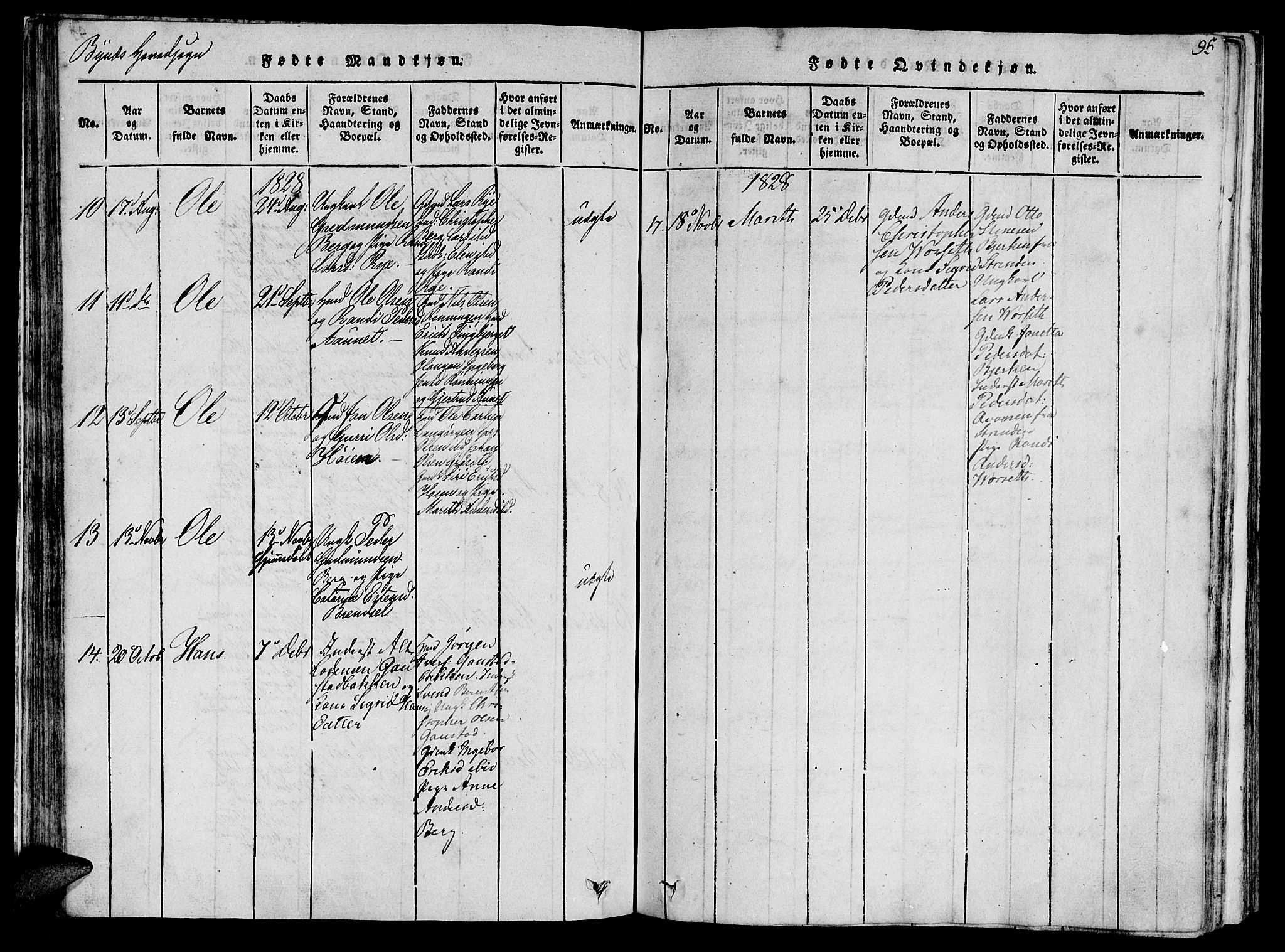 Ministerialprotokoller, klokkerbøker og fødselsregistre - Sør-Trøndelag, AV/SAT-A-1456/612/L0372: Parish register (official) no. 612A06 /1, 1816-1828, p. 95