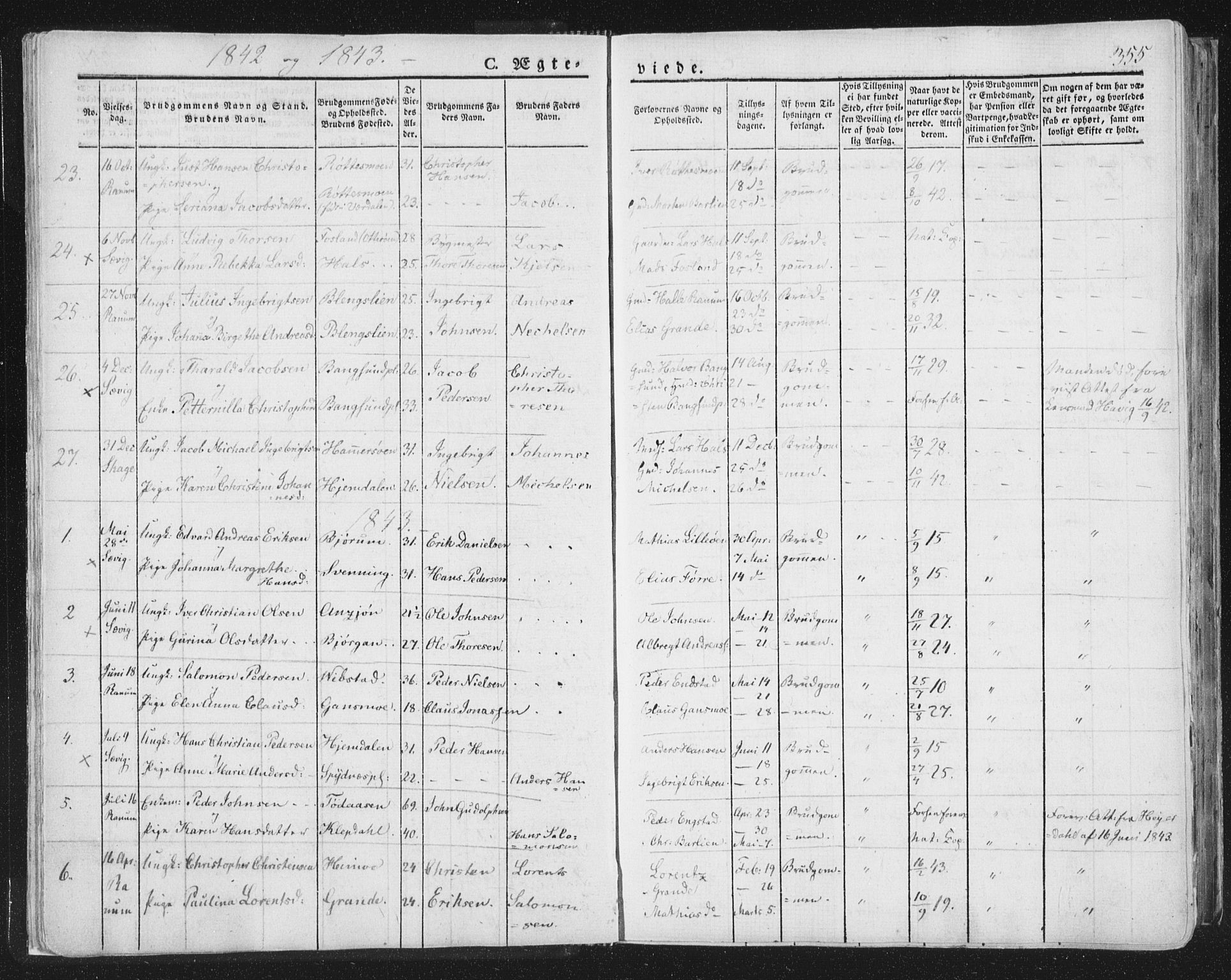 Ministerialprotokoller, klokkerbøker og fødselsregistre - Nord-Trøndelag, SAT/A-1458/764/L0552: Parish register (official) no. 764A07b, 1824-1865, p. 355