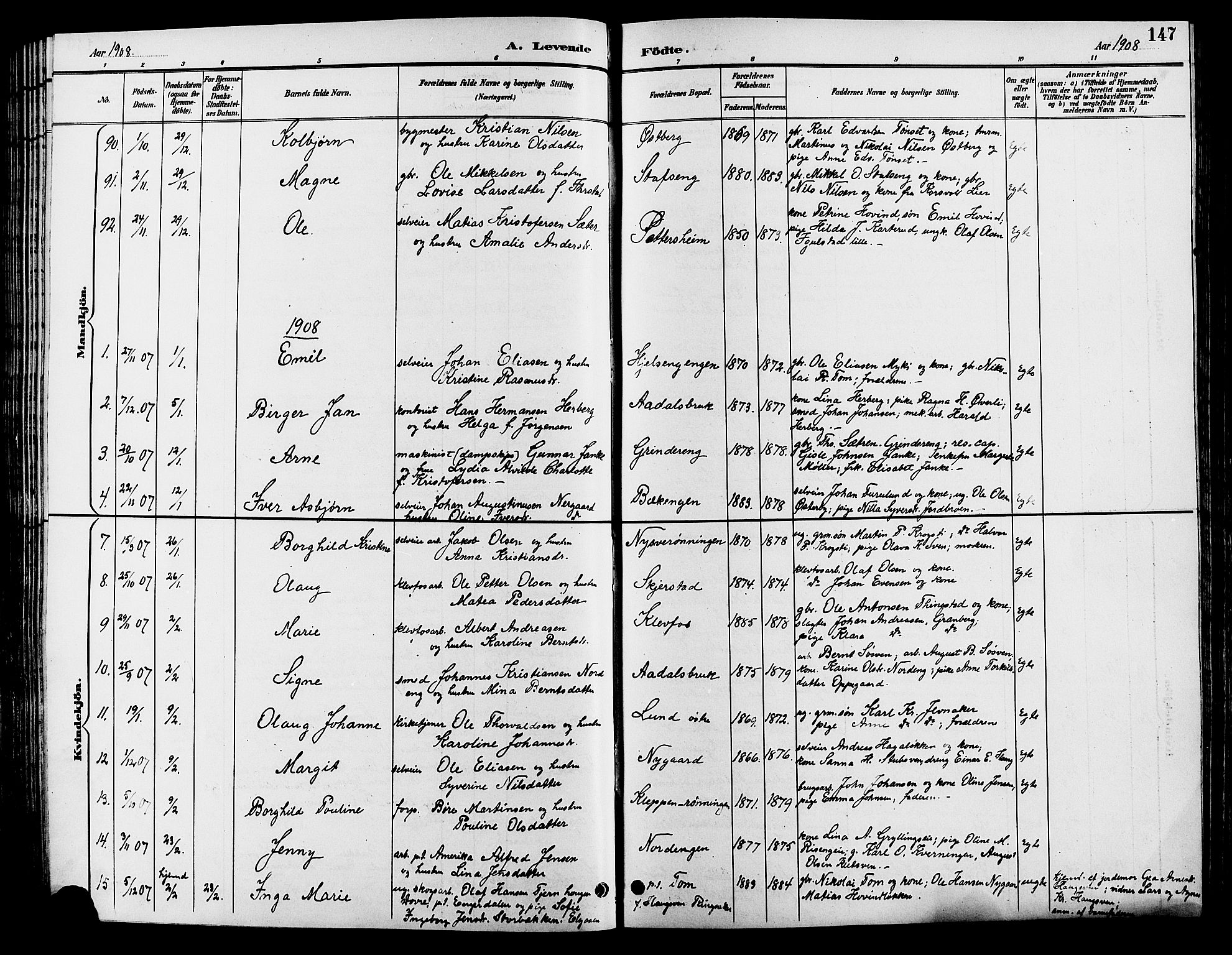 Løten prestekontor, SAH/PREST-022/L/La/L0006: Parish register (copy) no. 6, 1892-1909, p. 147