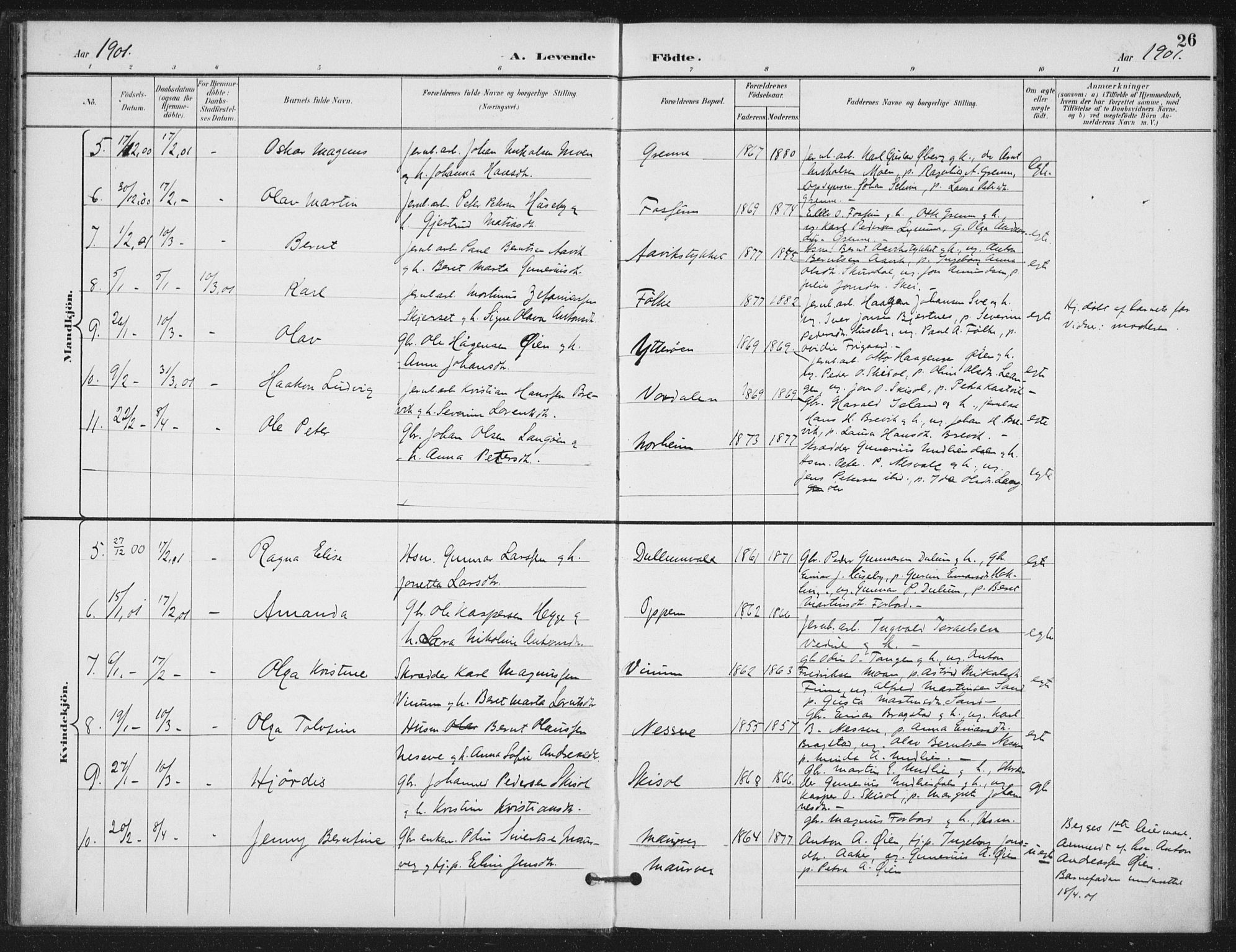 Ministerialprotokoller, klokkerbøker og fødselsregistre - Nord-Trøndelag, SAT/A-1458/714/L0131: Parish register (official) no. 714A02, 1896-1918, p. 26