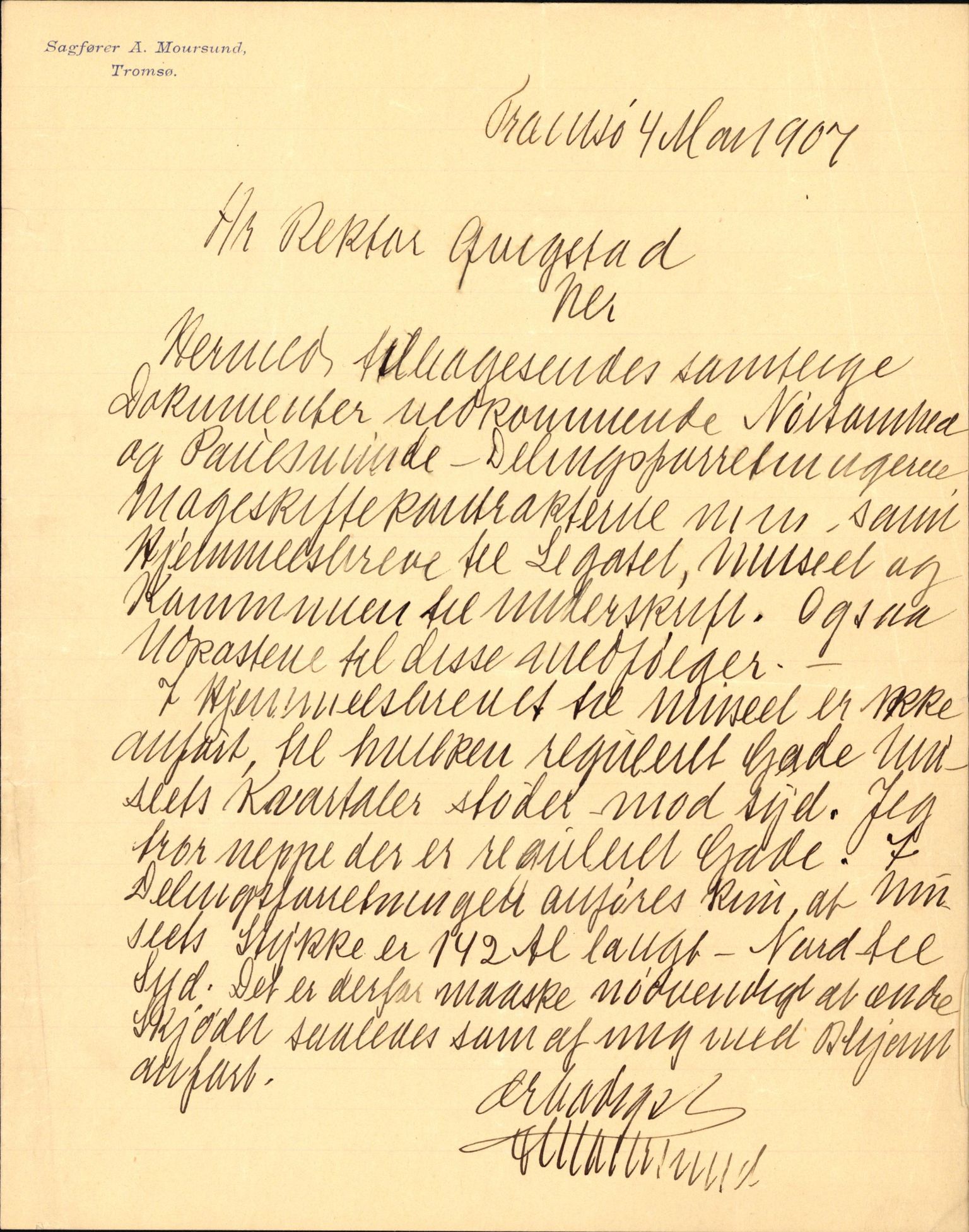 Tromsø Museum, AV/SATØ-S-0162/D/Da/L0030: Journalsaker og innkomne brev, 1906-1920, p. 110