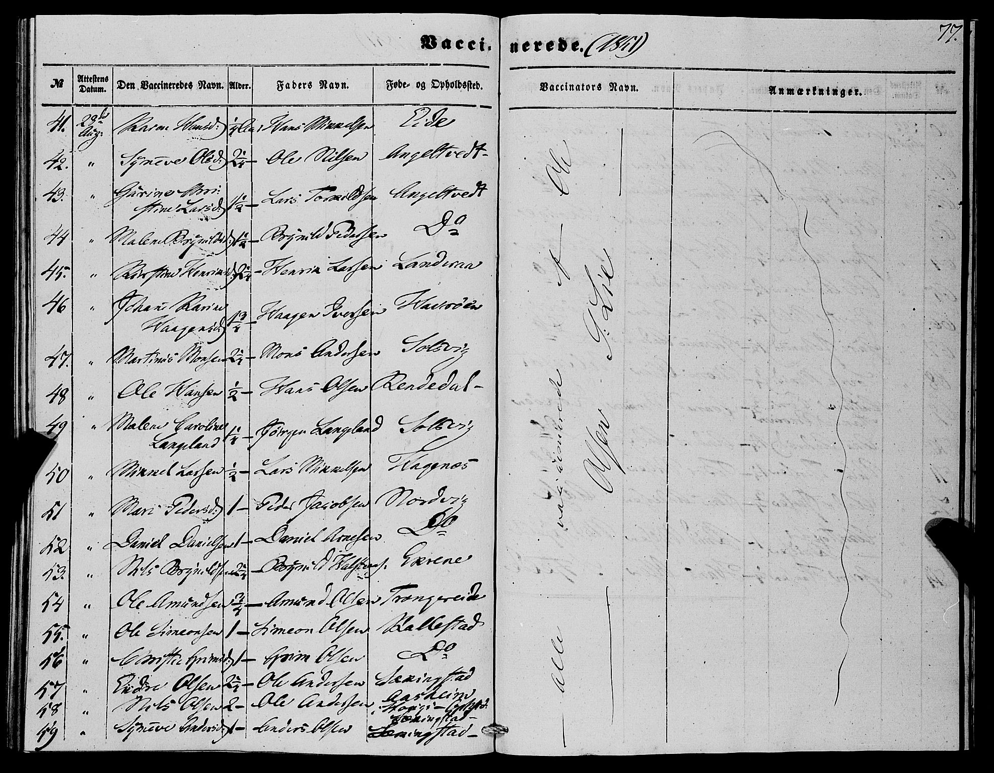 Fjell sokneprestembete, AV/SAB-A-75301/H/Haa: Parish register (official) no. A 4, 1851-1870, p. 77