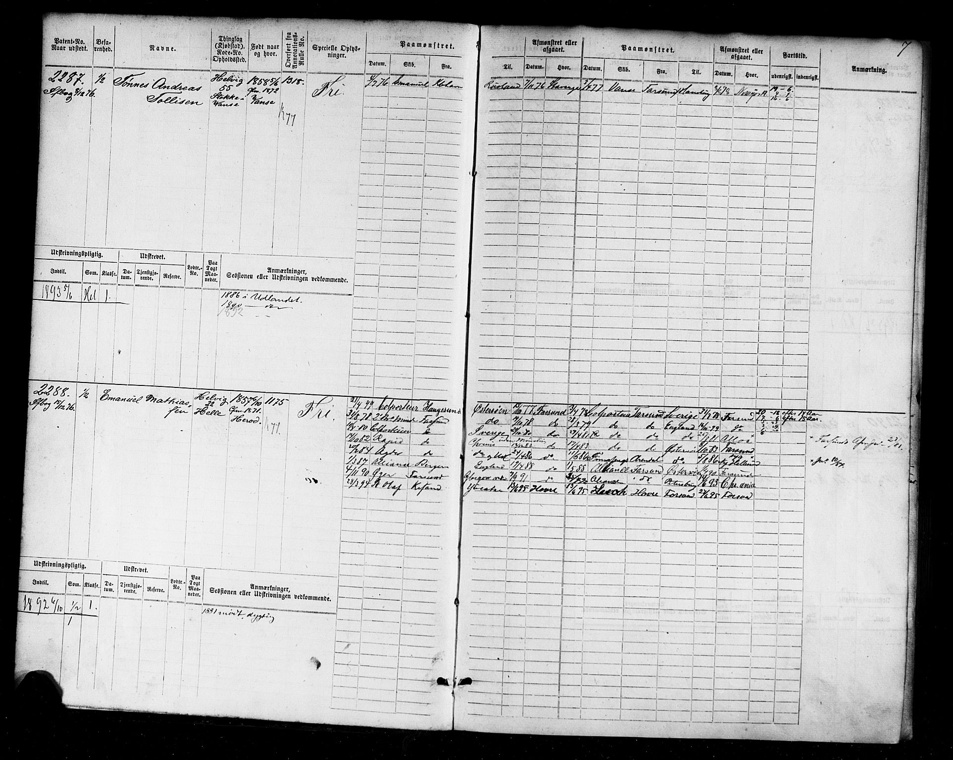 Farsund mønstringskrets, AV/SAK-2031-0017/F/Fb/L0004: Hovedrulle nr 2275-3040, M-7, 1875-1915, p. 8