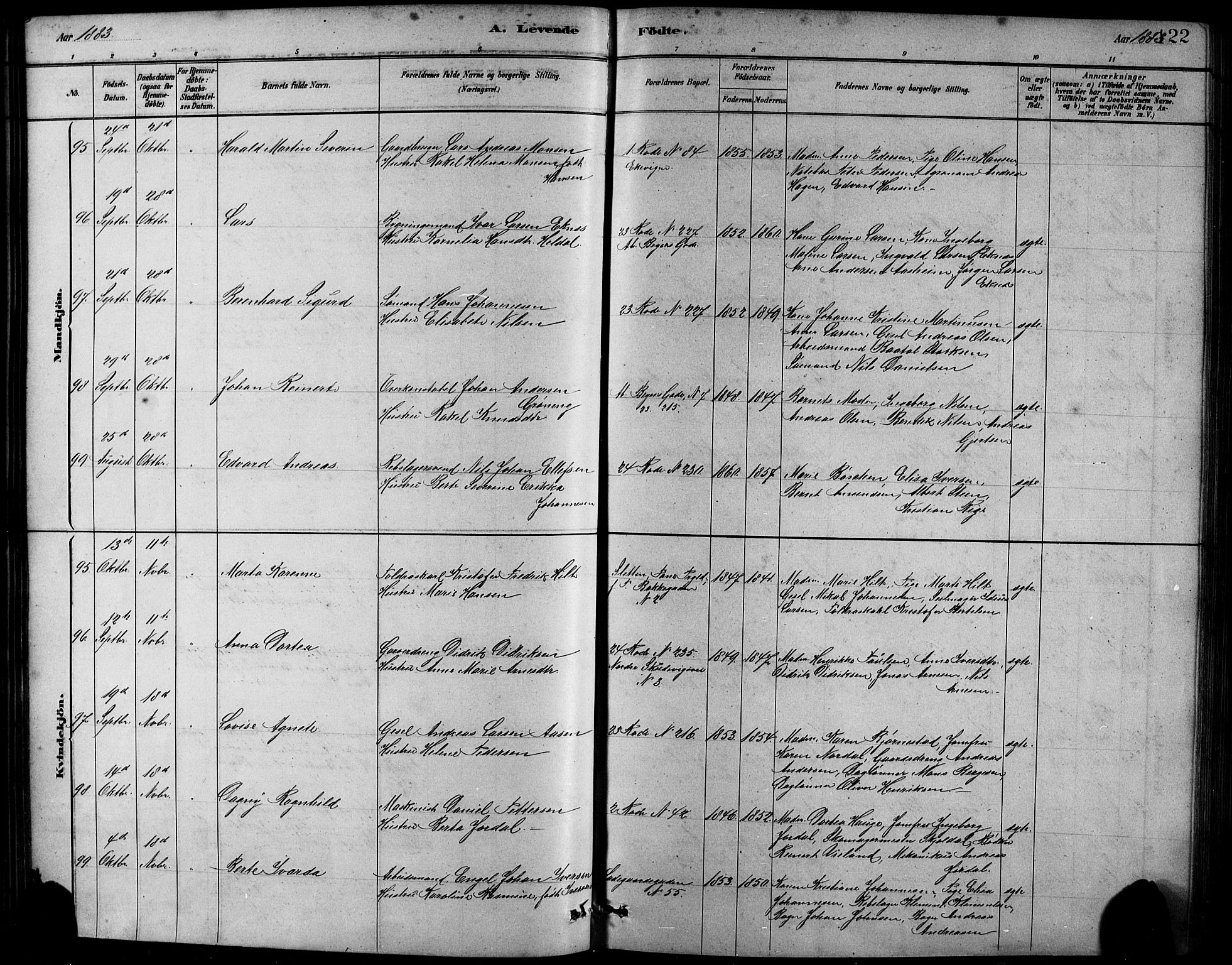 Sandviken Sokneprestembete, AV/SAB-A-77601/H/Hb/L0001: Parish register (copy) no. A 2, 1879-1892, p. 122