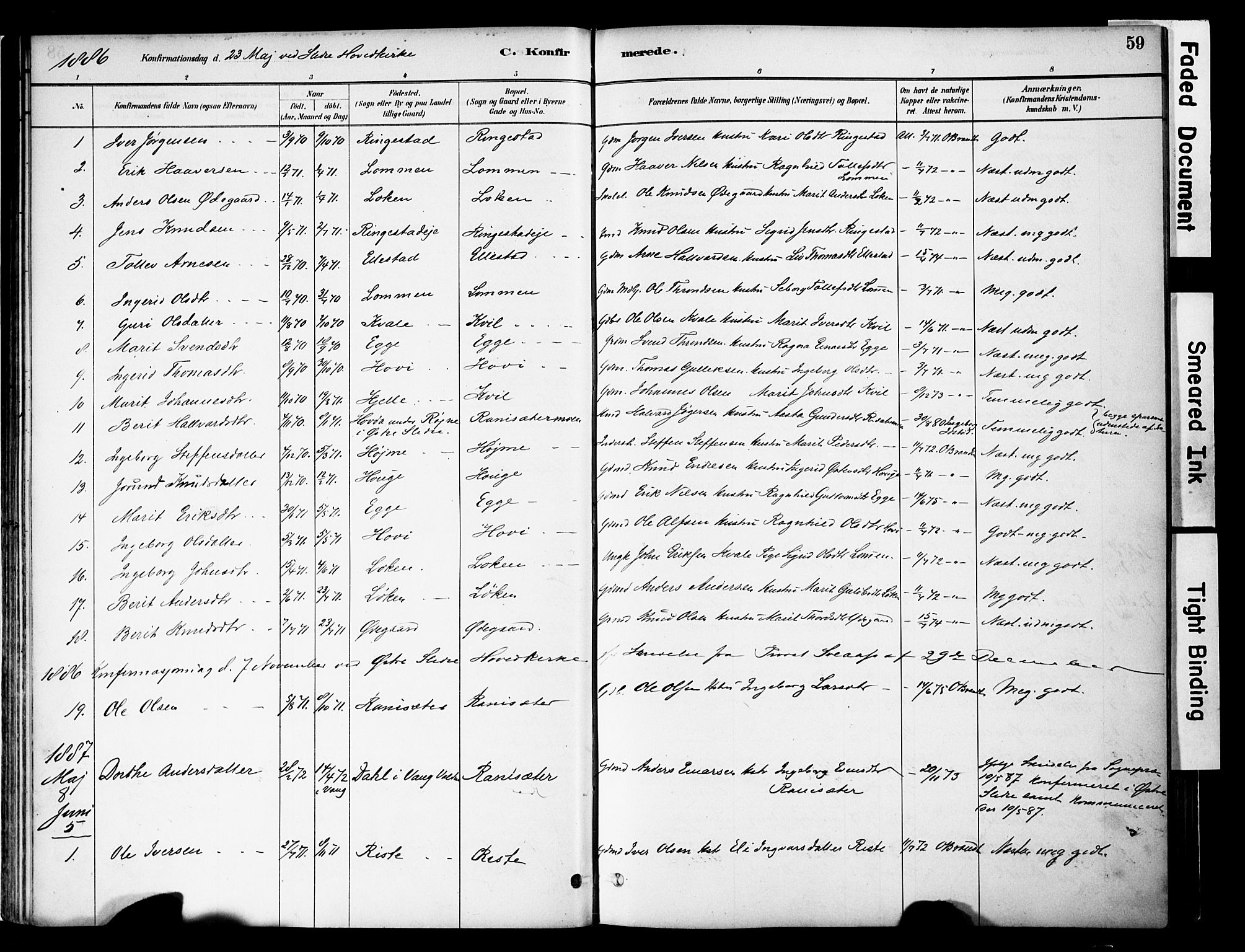 Vestre Slidre prestekontor, SAH/PREST-136/H/Ha/Haa/L0005: Parish register (official) no. 5, 1881-1912, p. 59