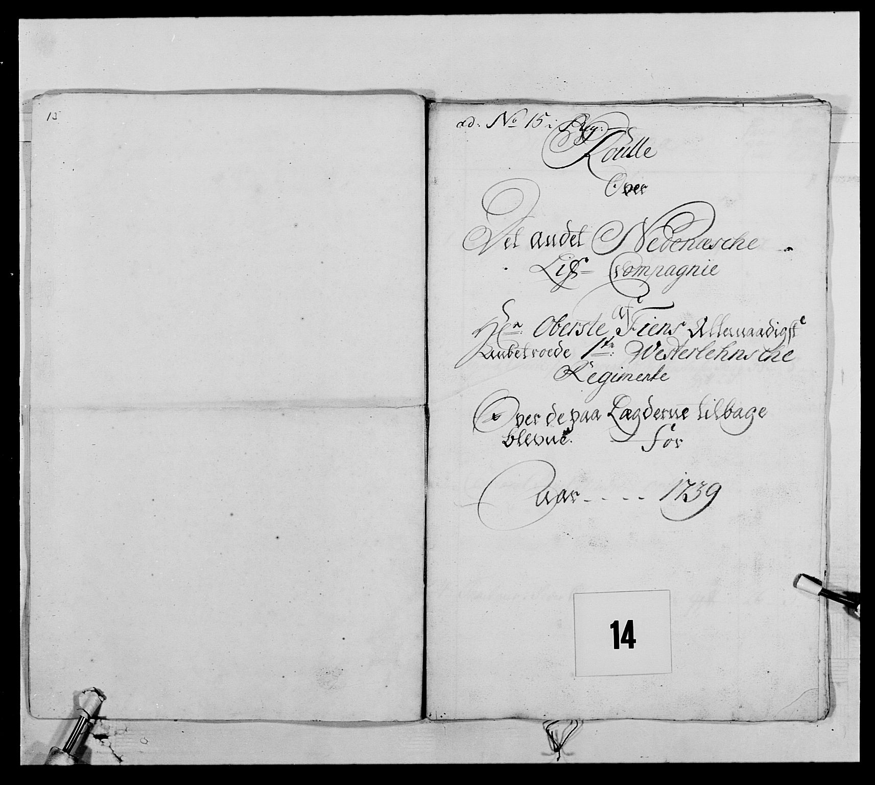 Kommanderende general (KG I) med Det norske krigsdirektorium, AV/RA-EA-5419/E/Ea/L0522: 1. Vesterlenske regiment, 1718-1748, p. 140